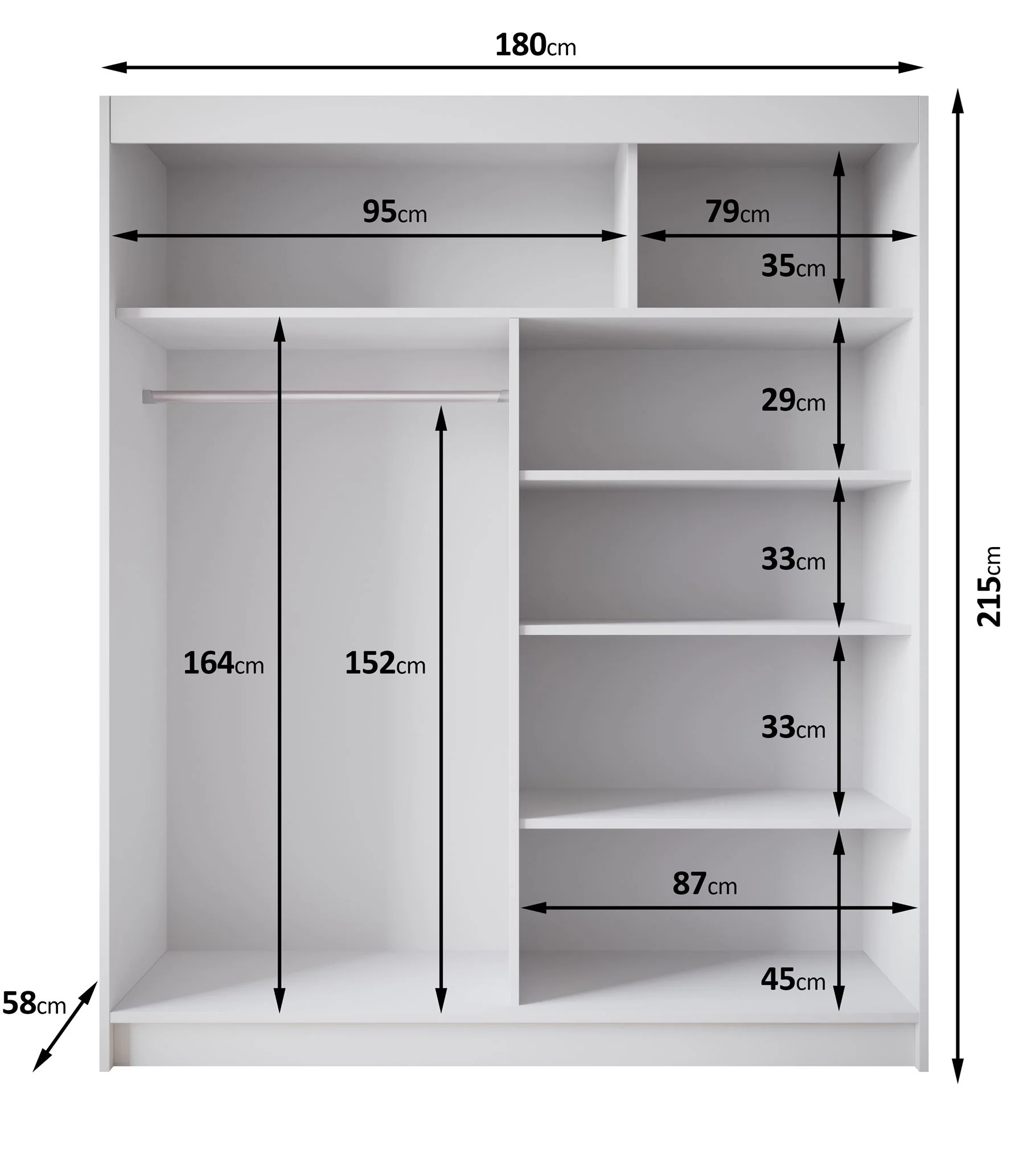 Eagle - Kledingkast met spiegel - Beige - 180x58x215 cm - Image 5