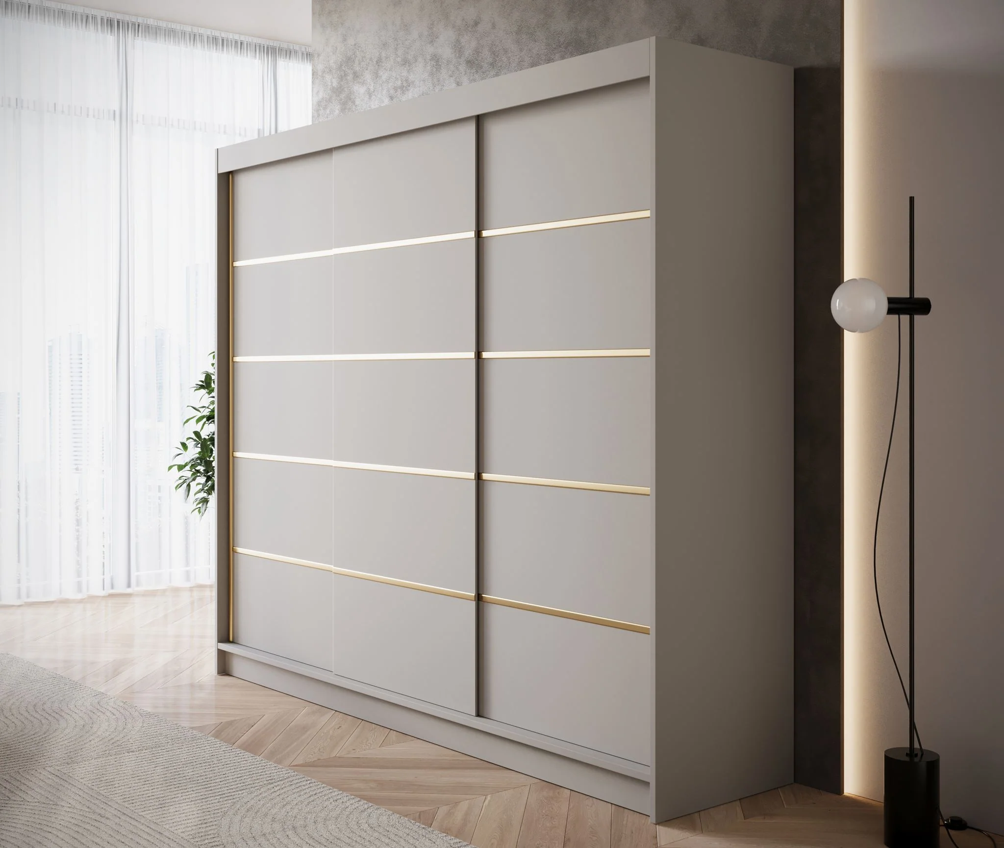 Eagle - Kledingkast met schuifdeuren - Beige - 250x58x215 cm - Image 4