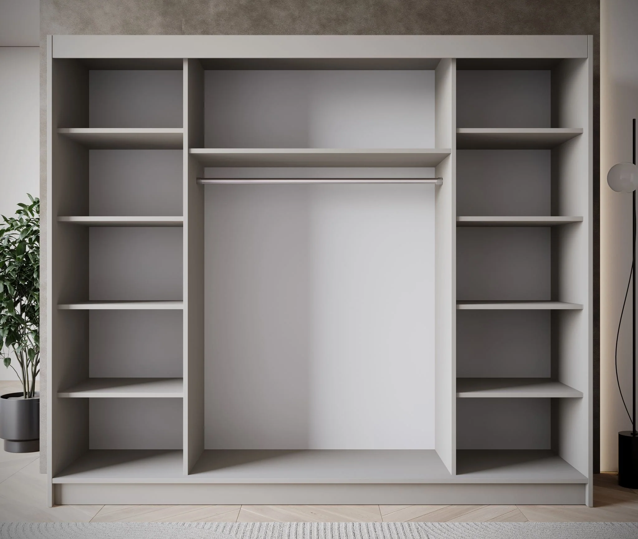 Eagle - Kledingkast met spiegel - Beige - 250x58x215 cm - Image 3