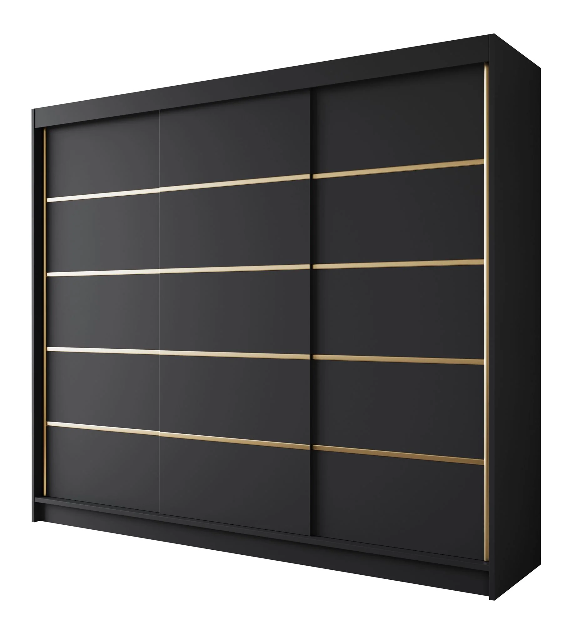 Eagle - Kledingkast met schuifdeuren - Zwart - 250x58x215 cm - Image 6