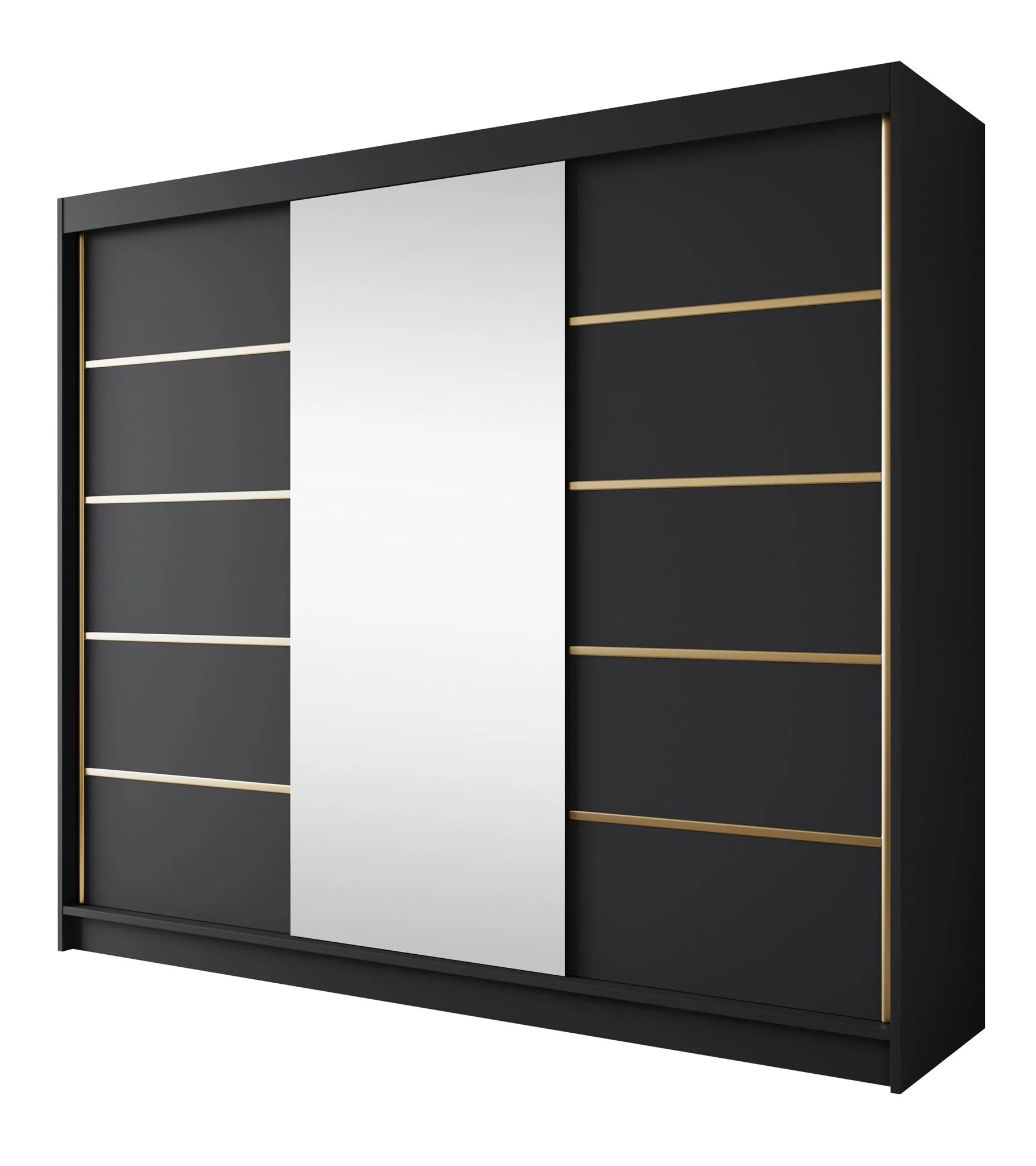 Eagle - Kledingkast met spiegel - Zwart - 250x58x215 cm - Image 6