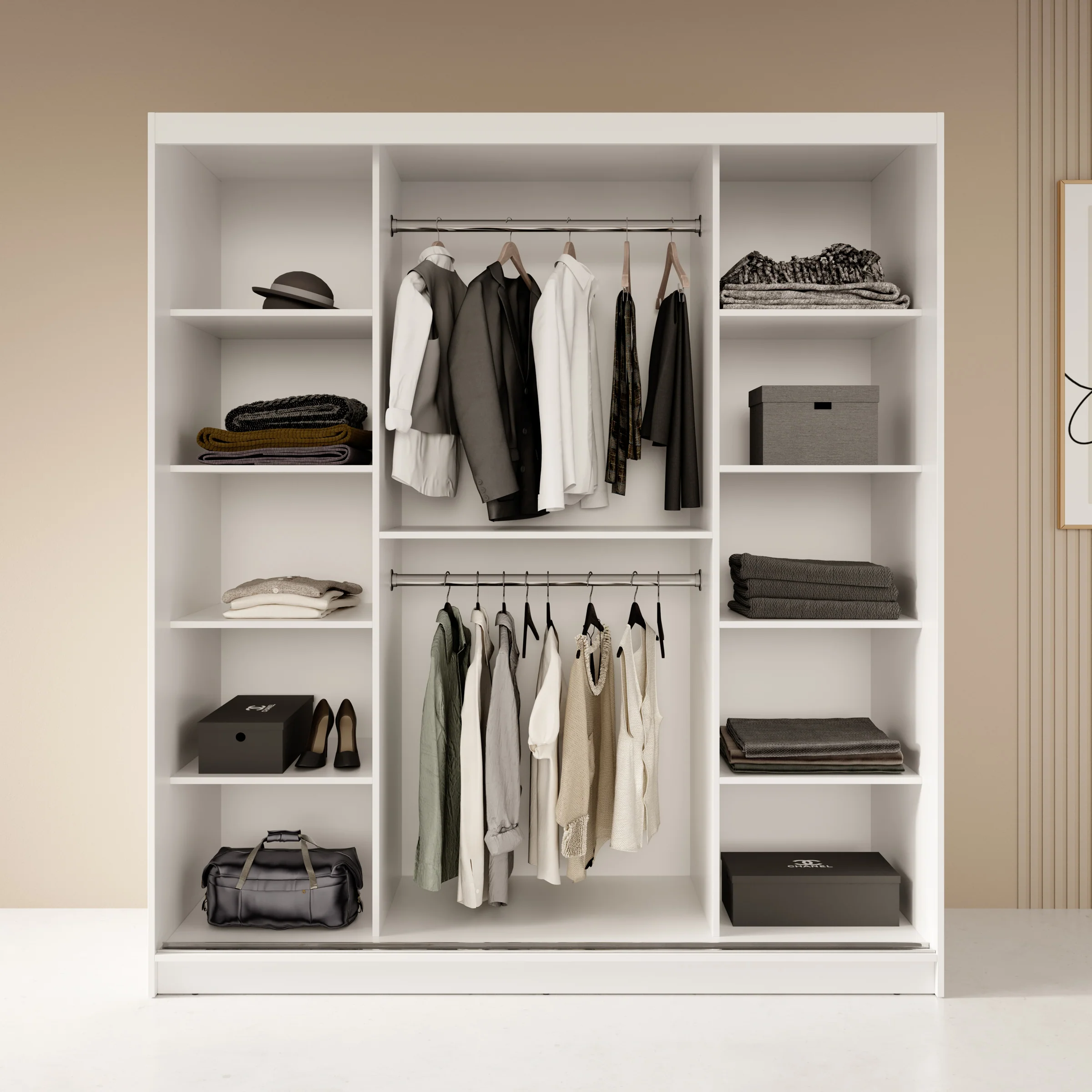 Fessaro - Kledingkast - Wit - 180x62x200 cm - Image 2