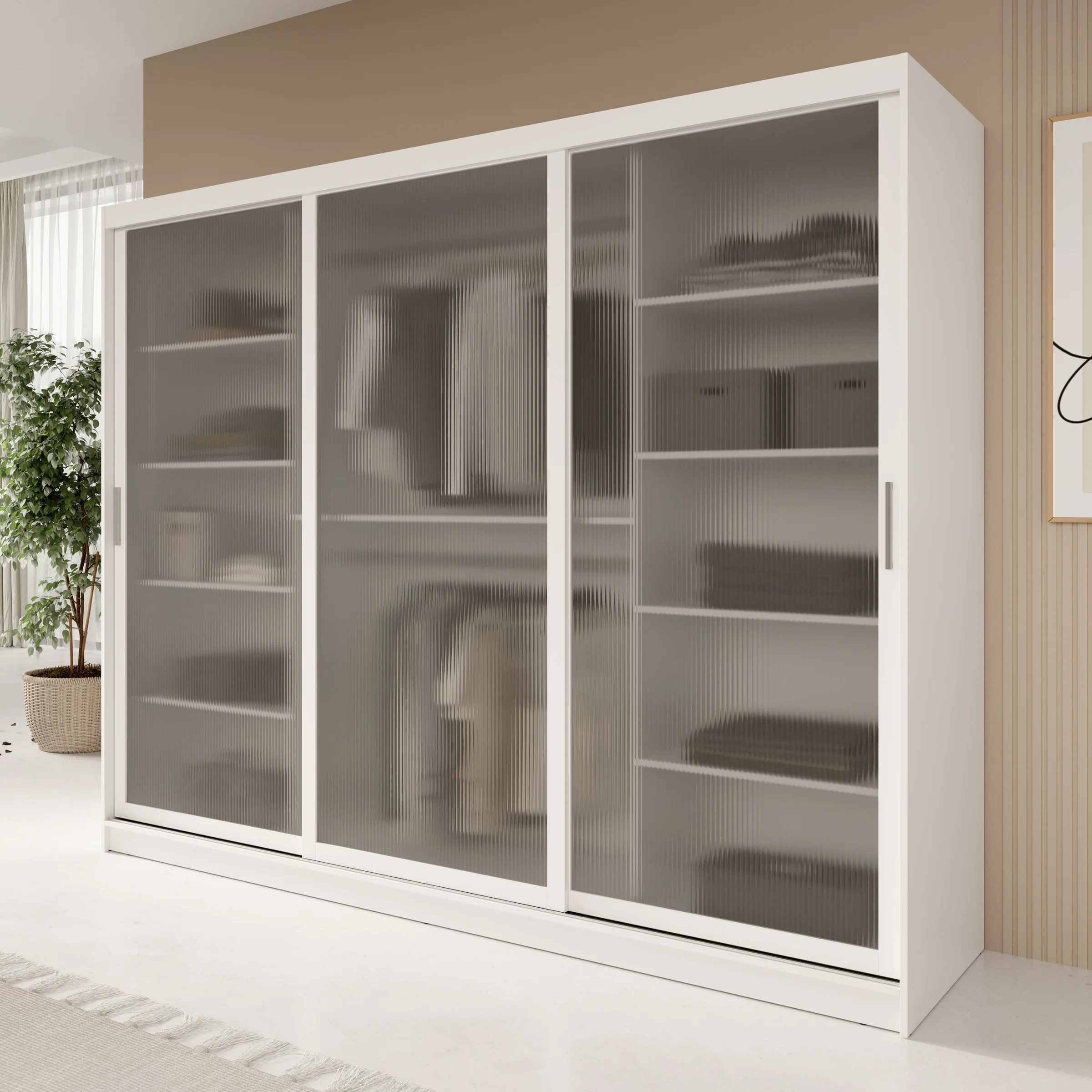 Fessaro - Kledingkast - Wit - 250x62x200 cm