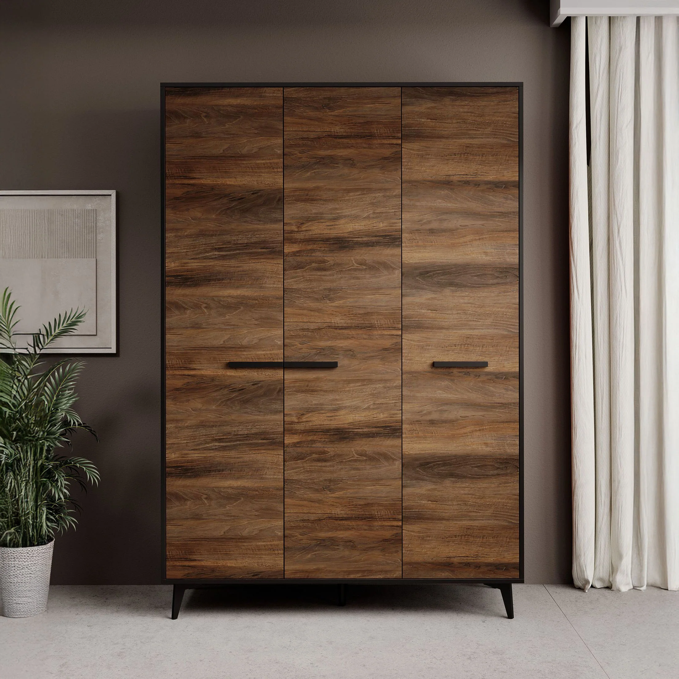 Frey - Kledingkast 3-deurs - Donker eiken - 135x50x200 cm - Image 3