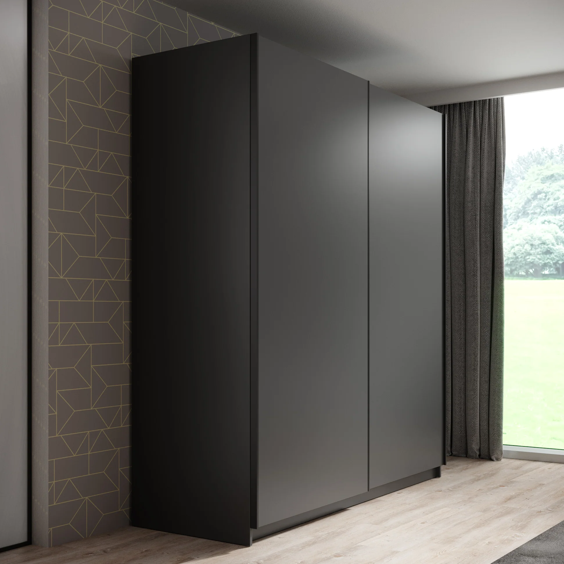 Ganaro - Kledingkast met schuifdeuren - Grijs - 180x62x198 cm - Image 4