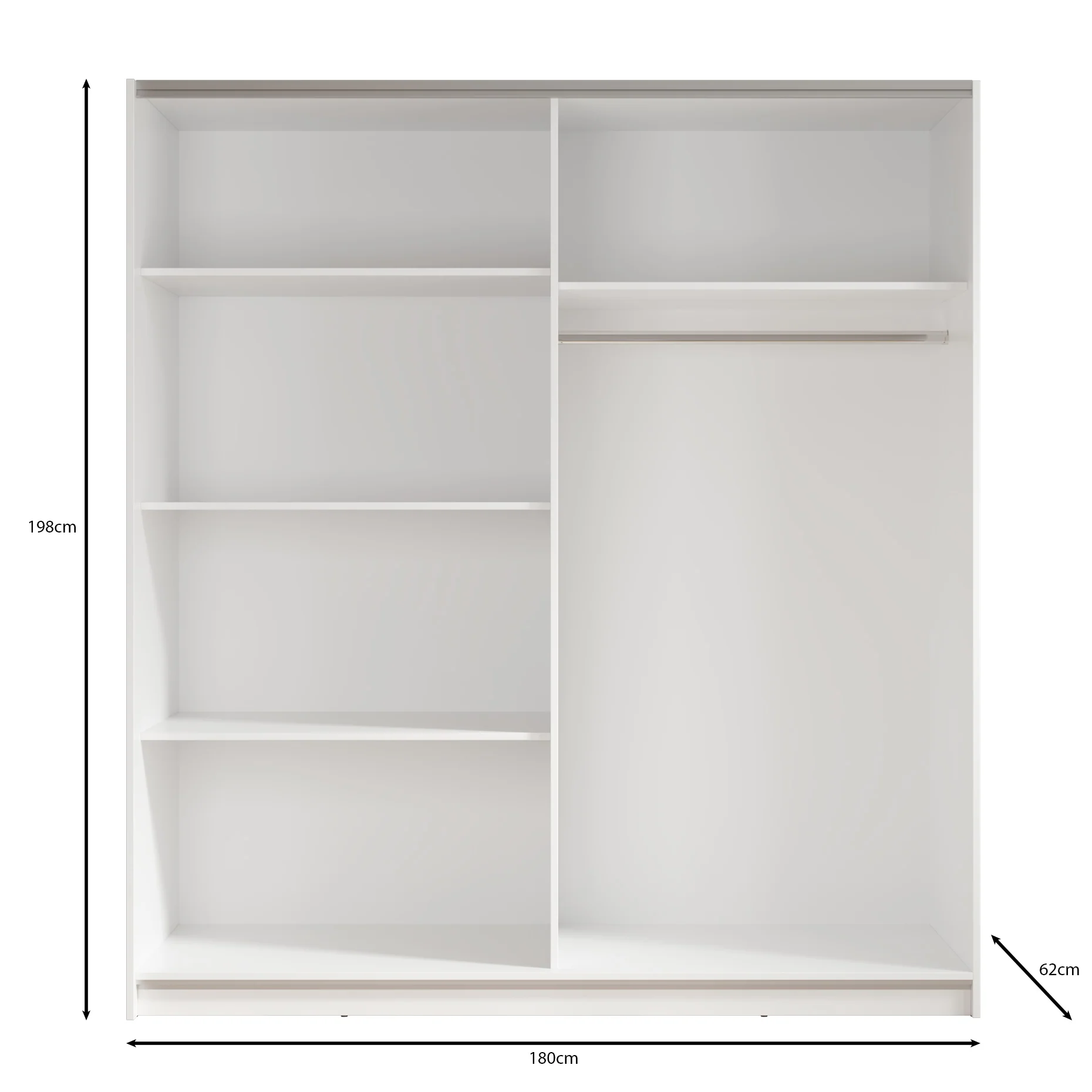 Ganaro - Kledingkast met schuifdeuren - Grijs - 180x62x198 cm - Image 5
