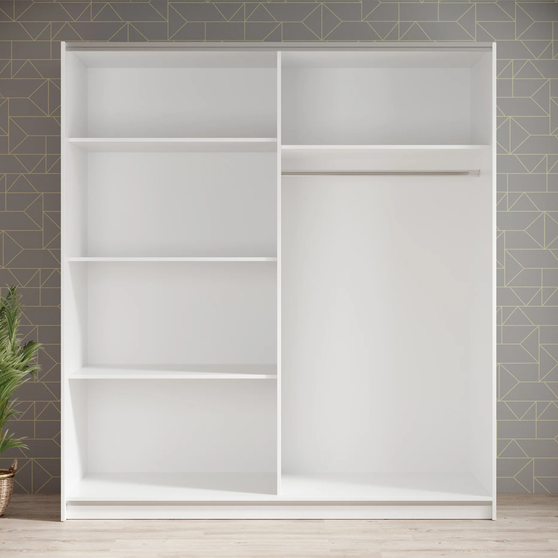 Ganaro - Kledingkast met schuifdeuren - Wit - 180x62x198 cm - Image 2