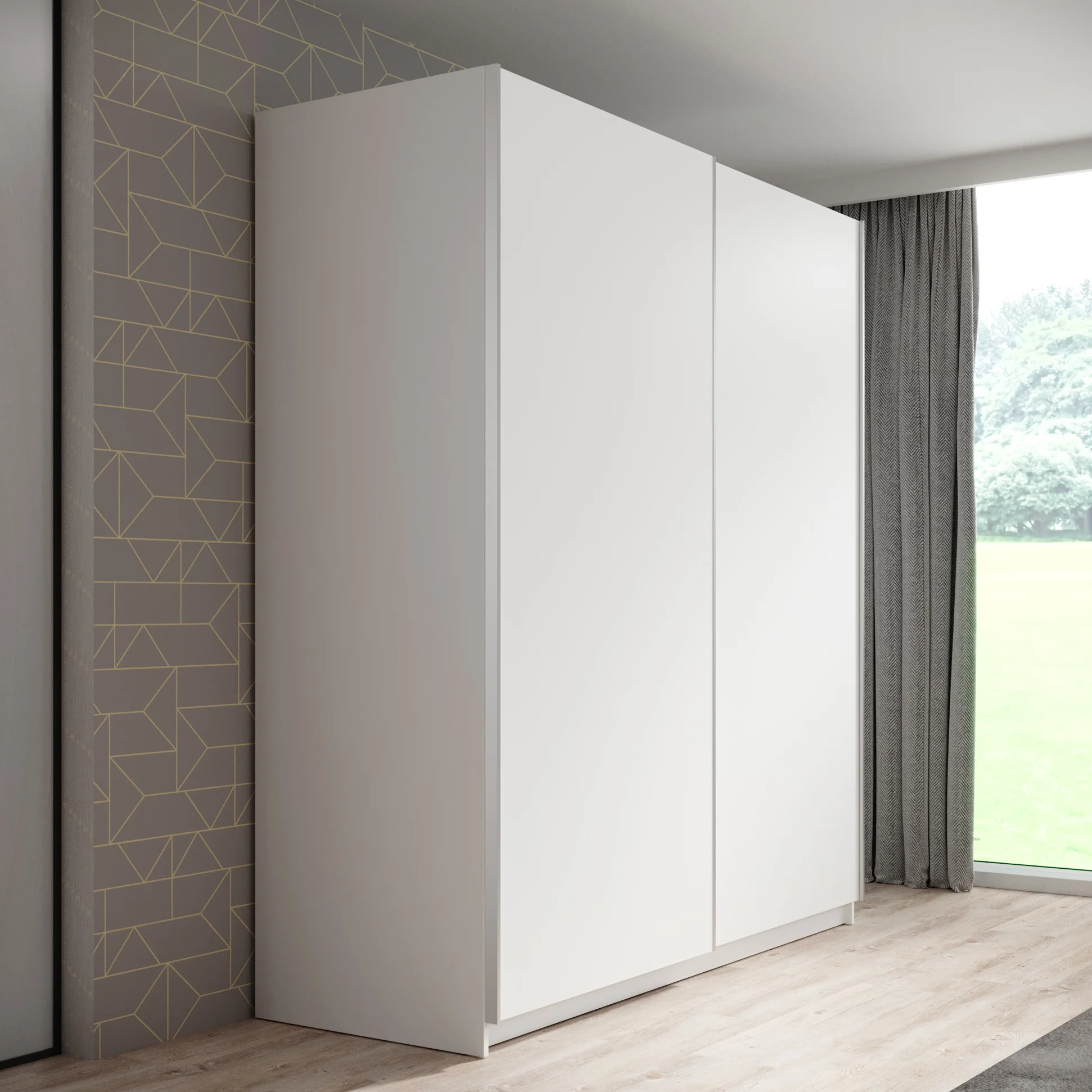 Ganaro - Kledingkast met schuifdeuren - Wit - 180x62x198 cm - Image 4