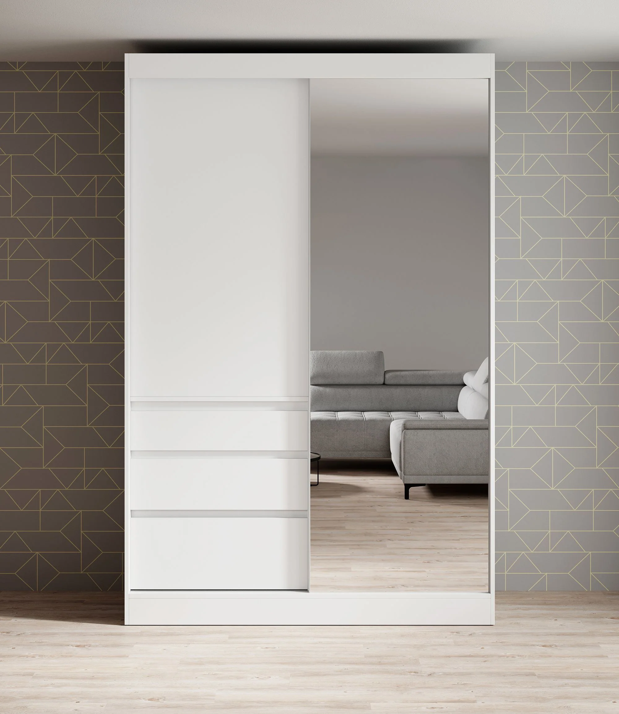 Henry - Kledingkast met schuifdeuren - Wit - 140x65x216 cm - Image 2