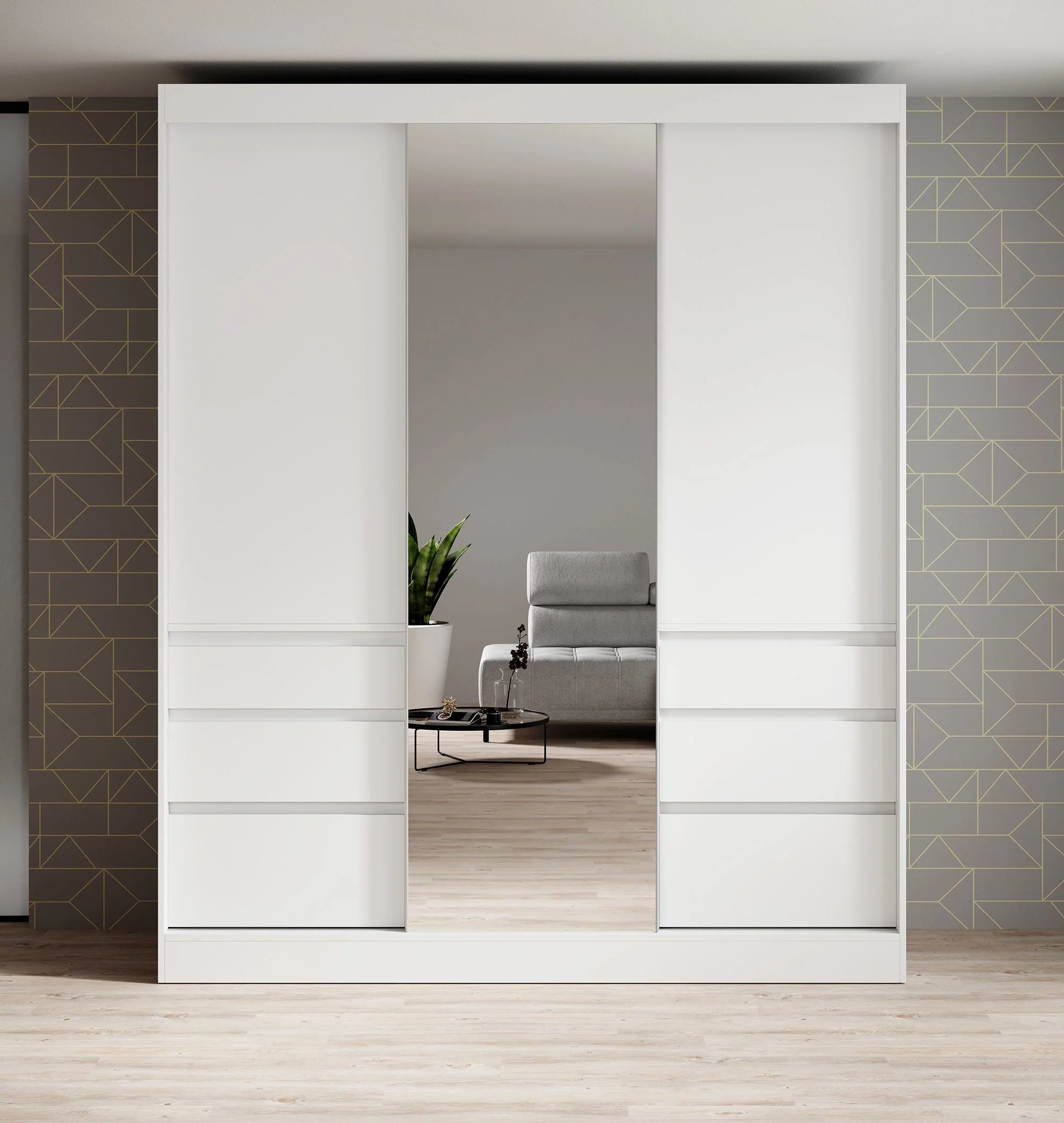 Henry - Kledingkast met schuifdeuren - Wit - 180x65x216 cm - Image 2
