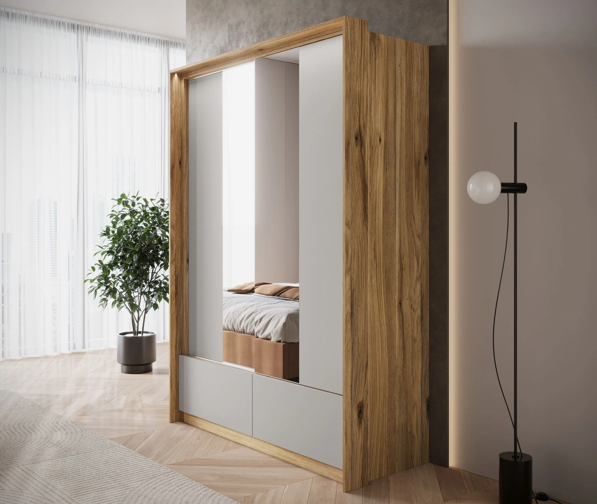 Innocent - Kledingkast met schuifdeuren - Beige - 159x63x219 cm - Image 4
