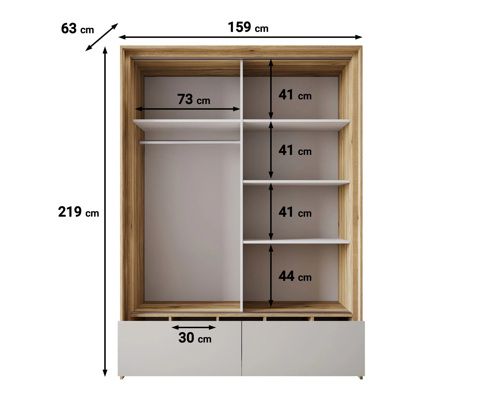 Innocent - Kledingkast met schuifdeuren - Beige - 159x63x219 cm - Image 5