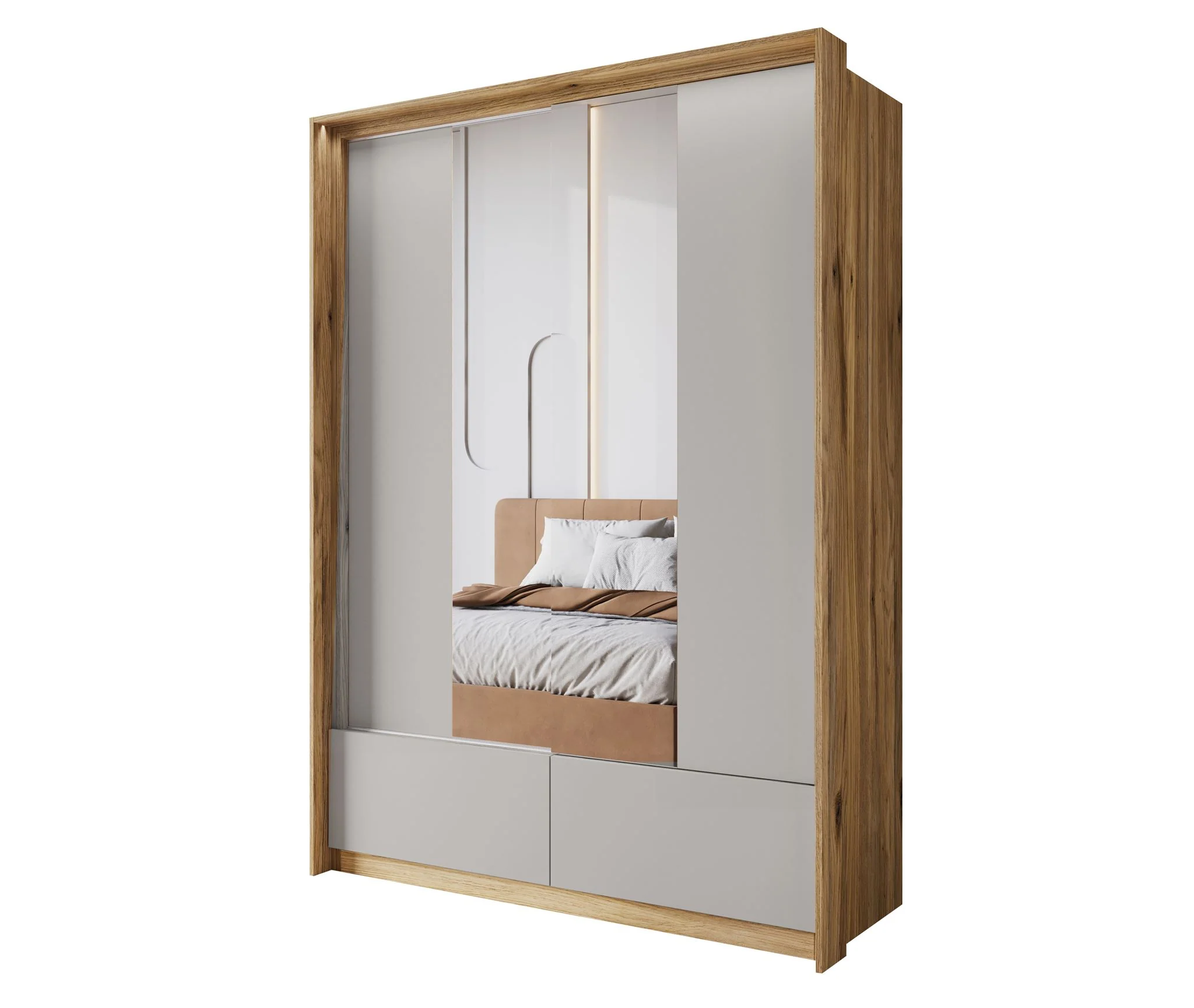 Innocent - Kledingkast met schuifdeuren - Beige - 159x63x219 cm - Image 6