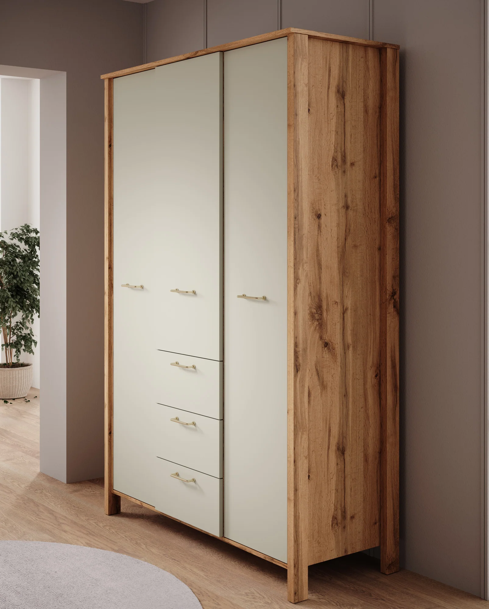 Isaac - Kledingkast 3-deurs - Beige - 138x53x199 cm - Image 4