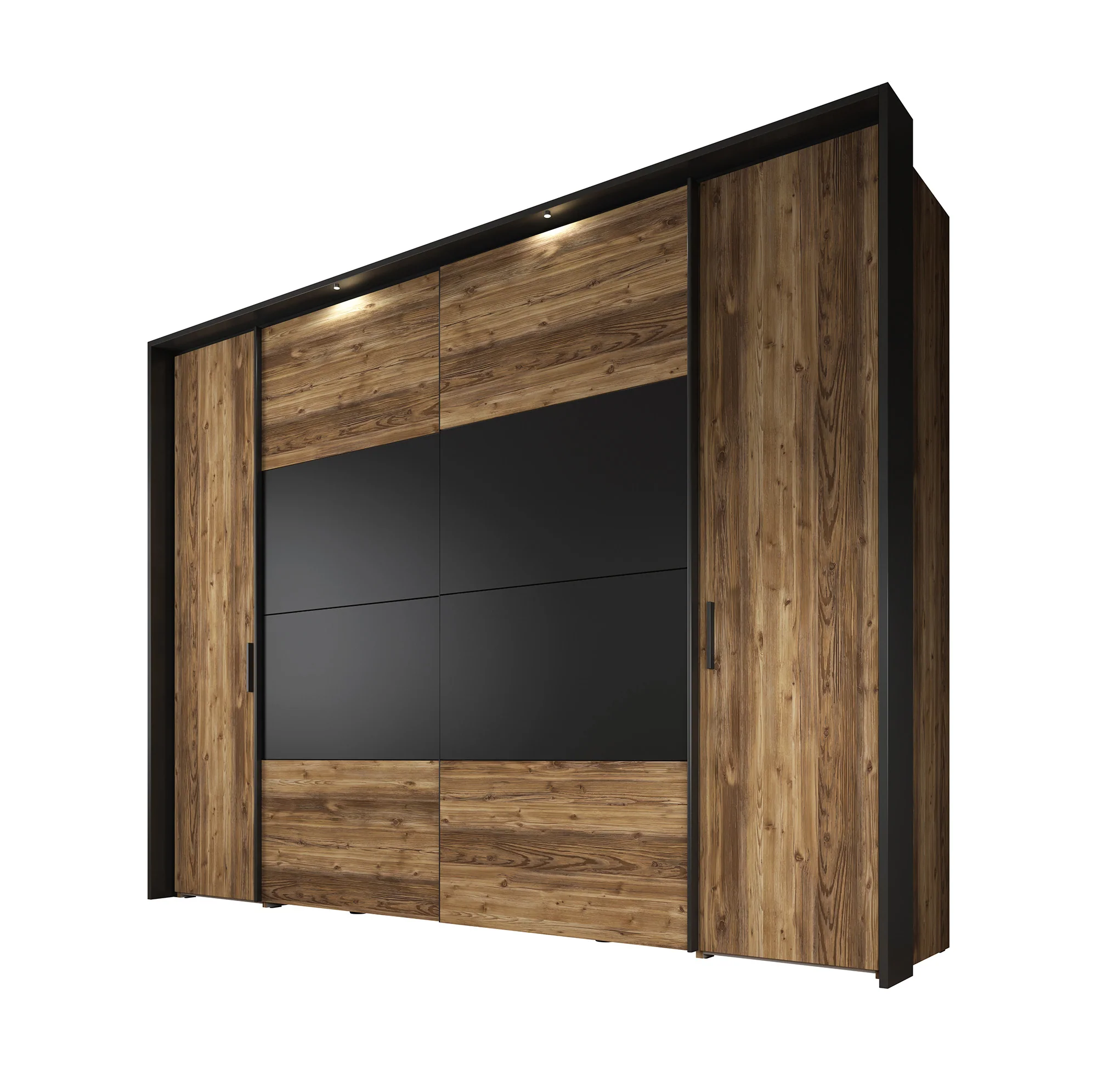 Jacob - Kledingkast met schuifdeuren - Zwart/eiken - 280x67x214 cm - Image 6