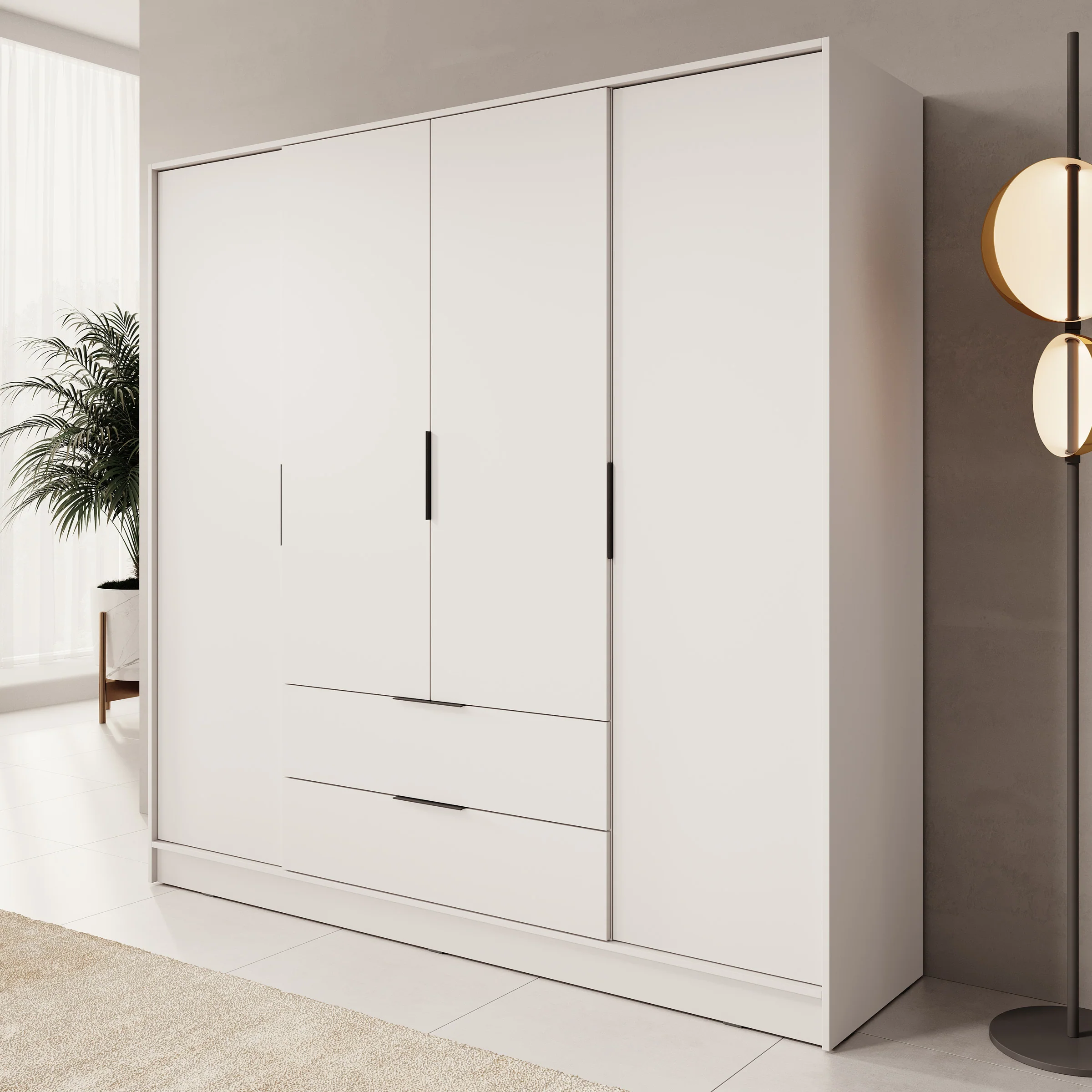 Kellan - Kledingkast 4-deurs - Beige - 206x51x200 cm