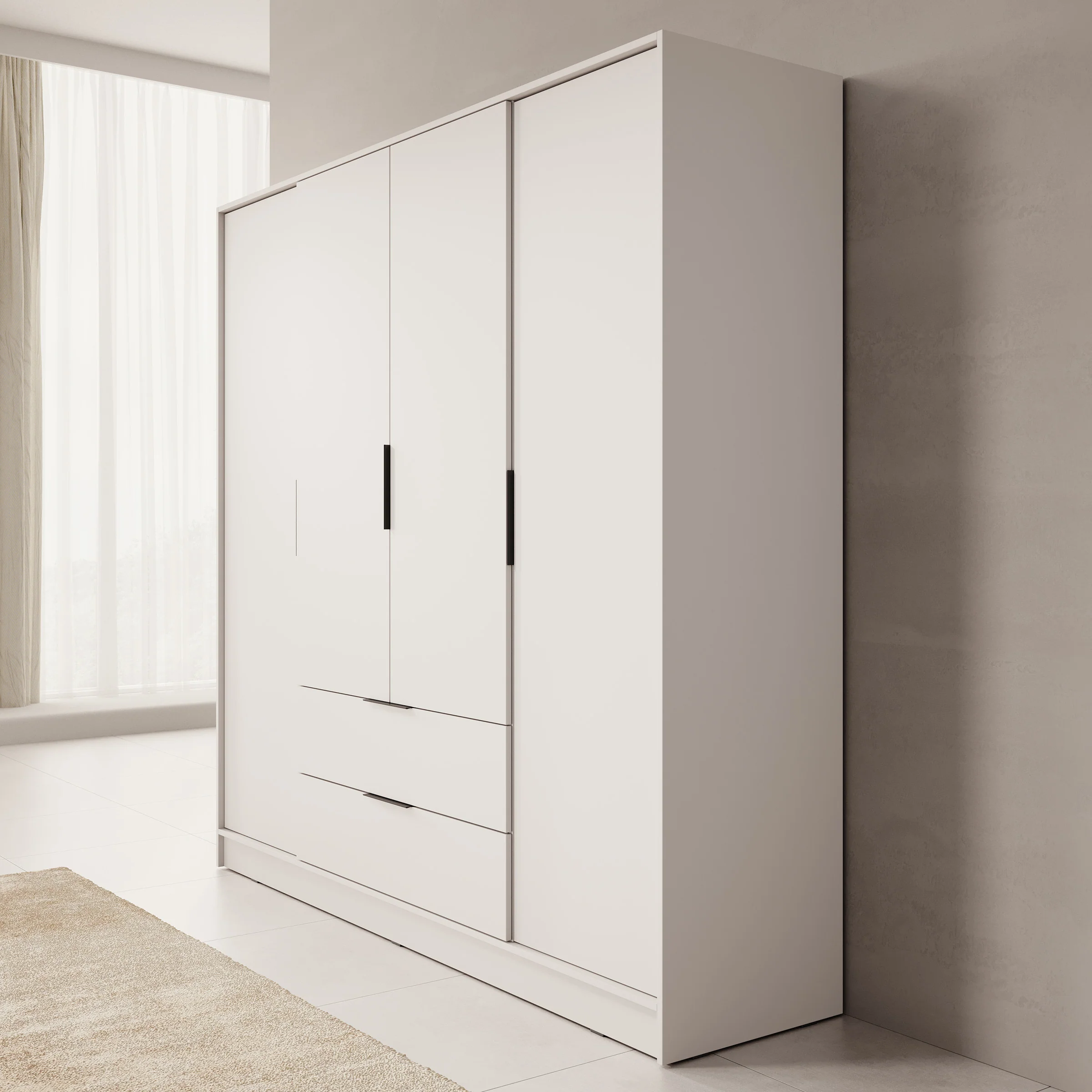 Kellan - Kledingkast 4-deurs - Beige - 206x51x200 cm - Image 3