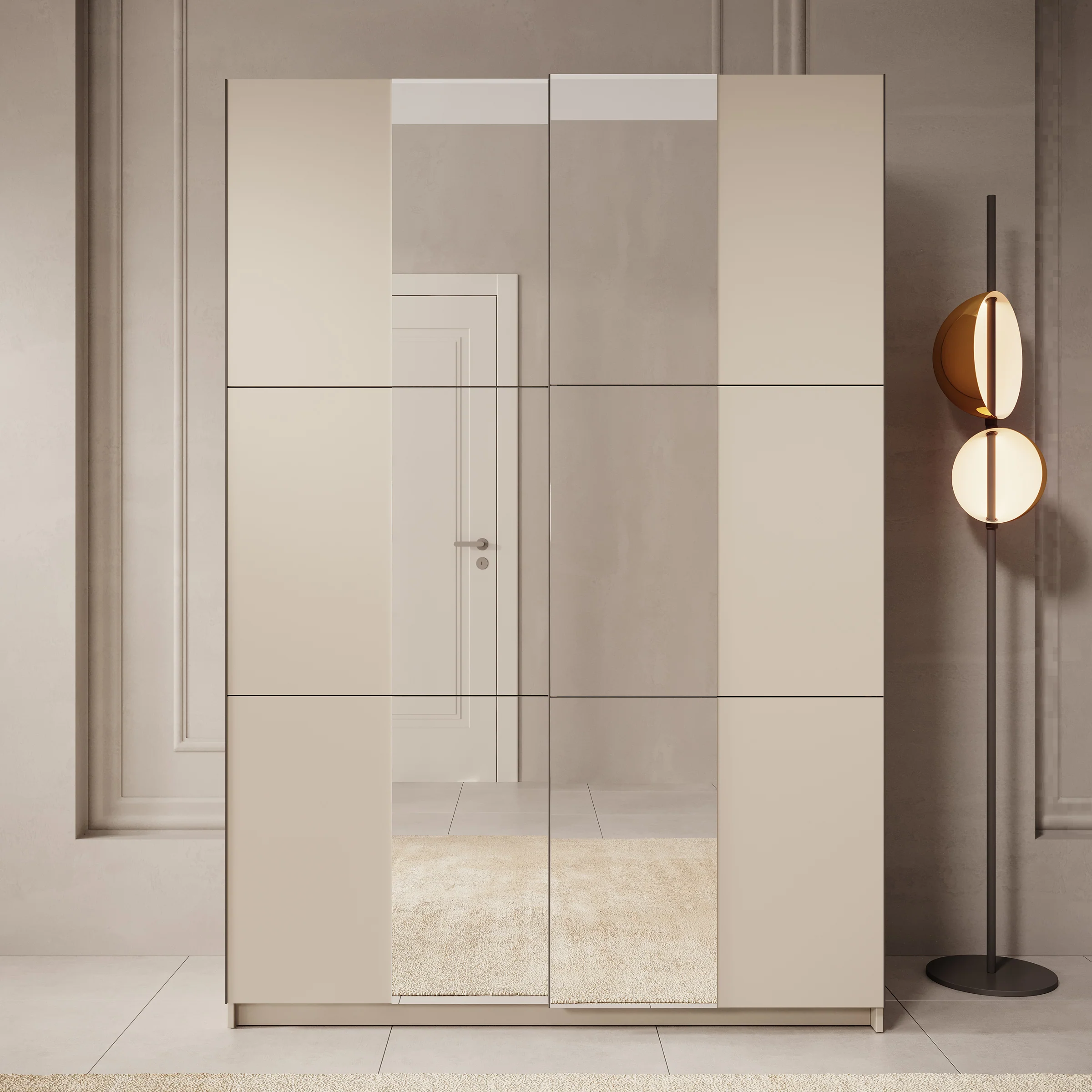 Landon - Kledingkast met schuifdeuren - Beige - 150x58x218 cm - Image 3