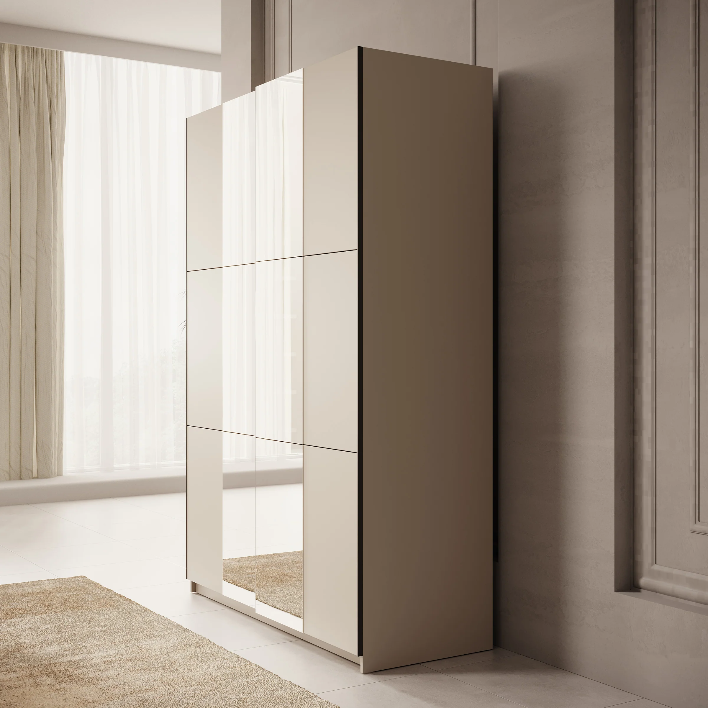 Landon - Kledingkast met schuifdeuren - Beige - 150x58x218 cm - Image 4