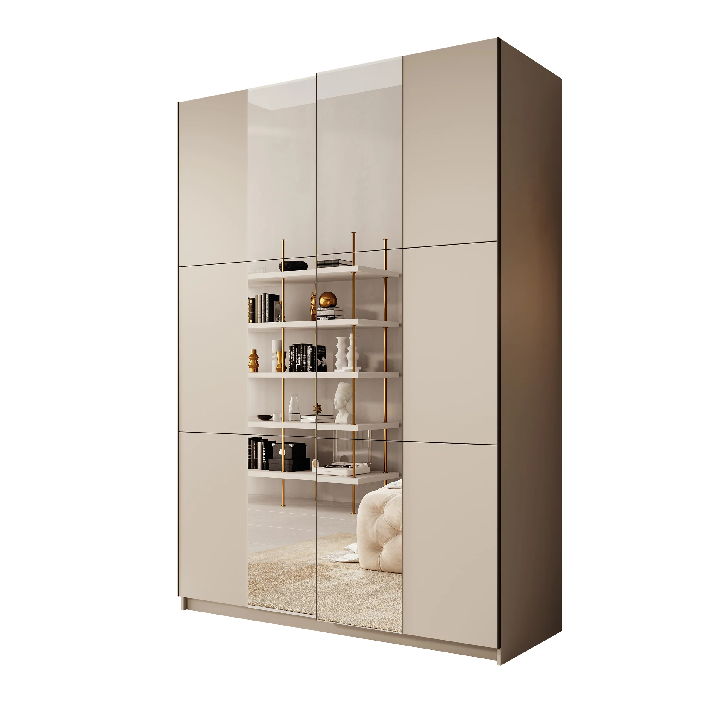 Landon - Kledingkast met schuifdeuren - Beige - 150x58x218 cm - Image 6