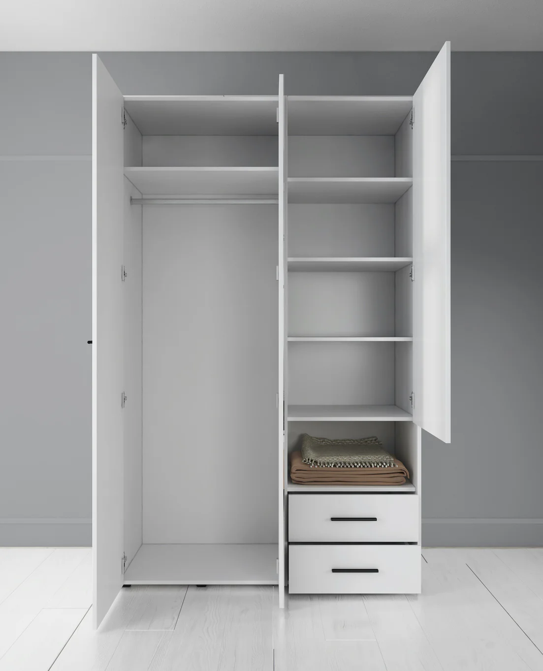 Laura - Kledingkast met deuren - Wit - 128x54x206 cm - Image 3
