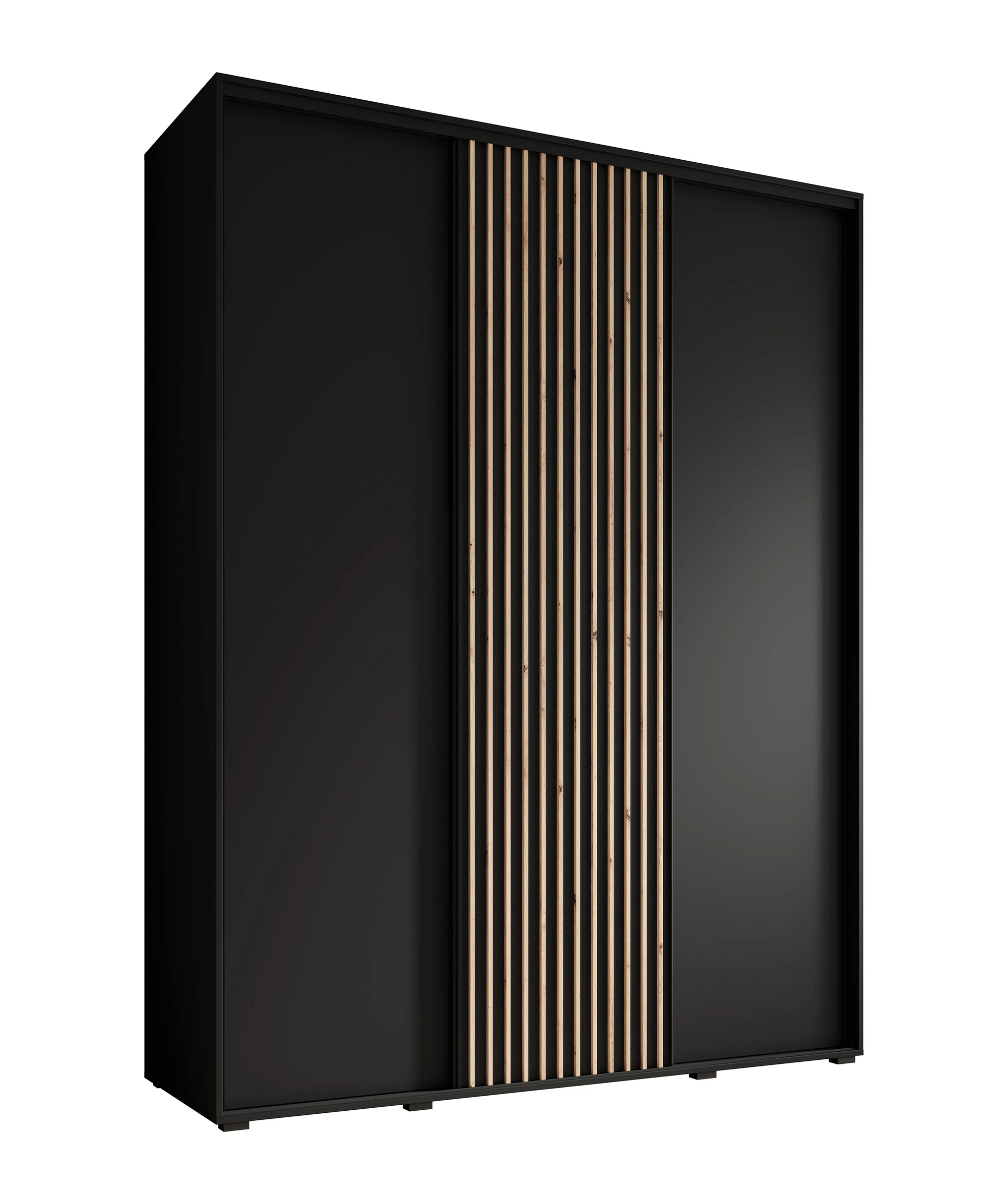 Leandro - Kledingkast met schuifdeuren - Zwart - 180x60x235 cm - Image 6