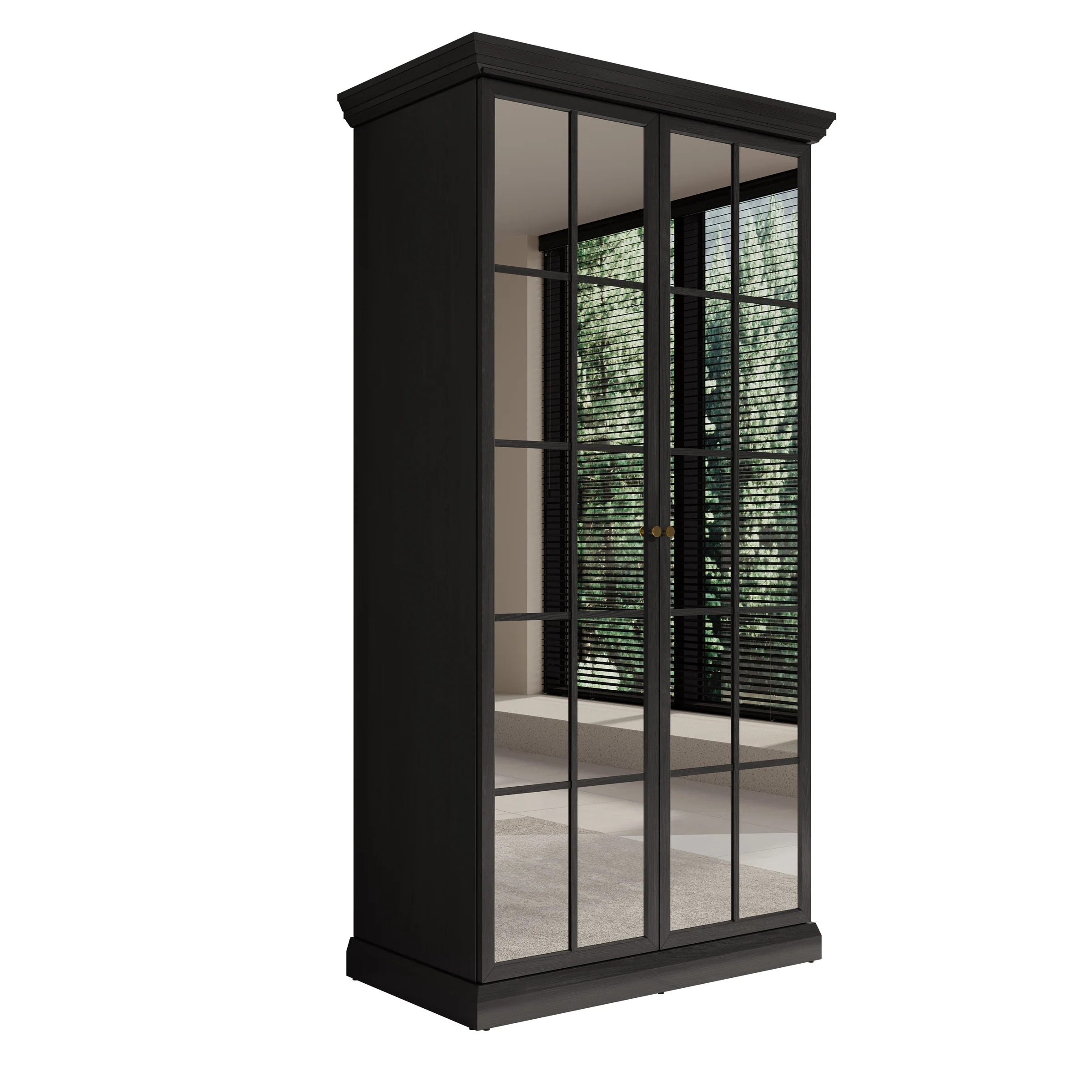 Leroy - Kledingkast 2-deurs - Zwart/eiken - 102x56x199 cm - Image 6