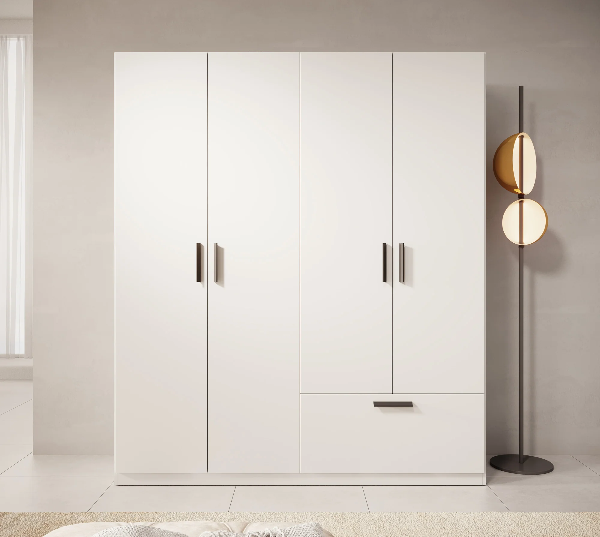 Lillian - Kledingkast 4-deurs - Wit - 180x54x210 cm - Image 2