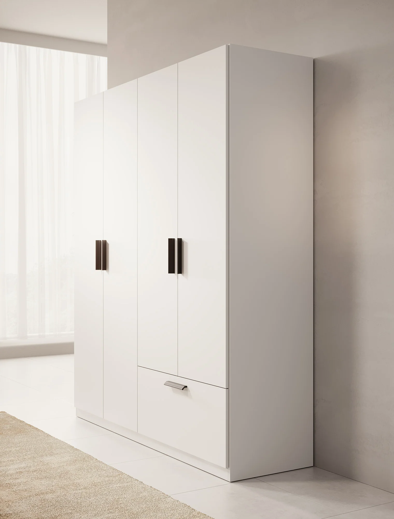 Lillian - Kledingkast 4-deurs - Wit - 180x54x210 cm - Image 4