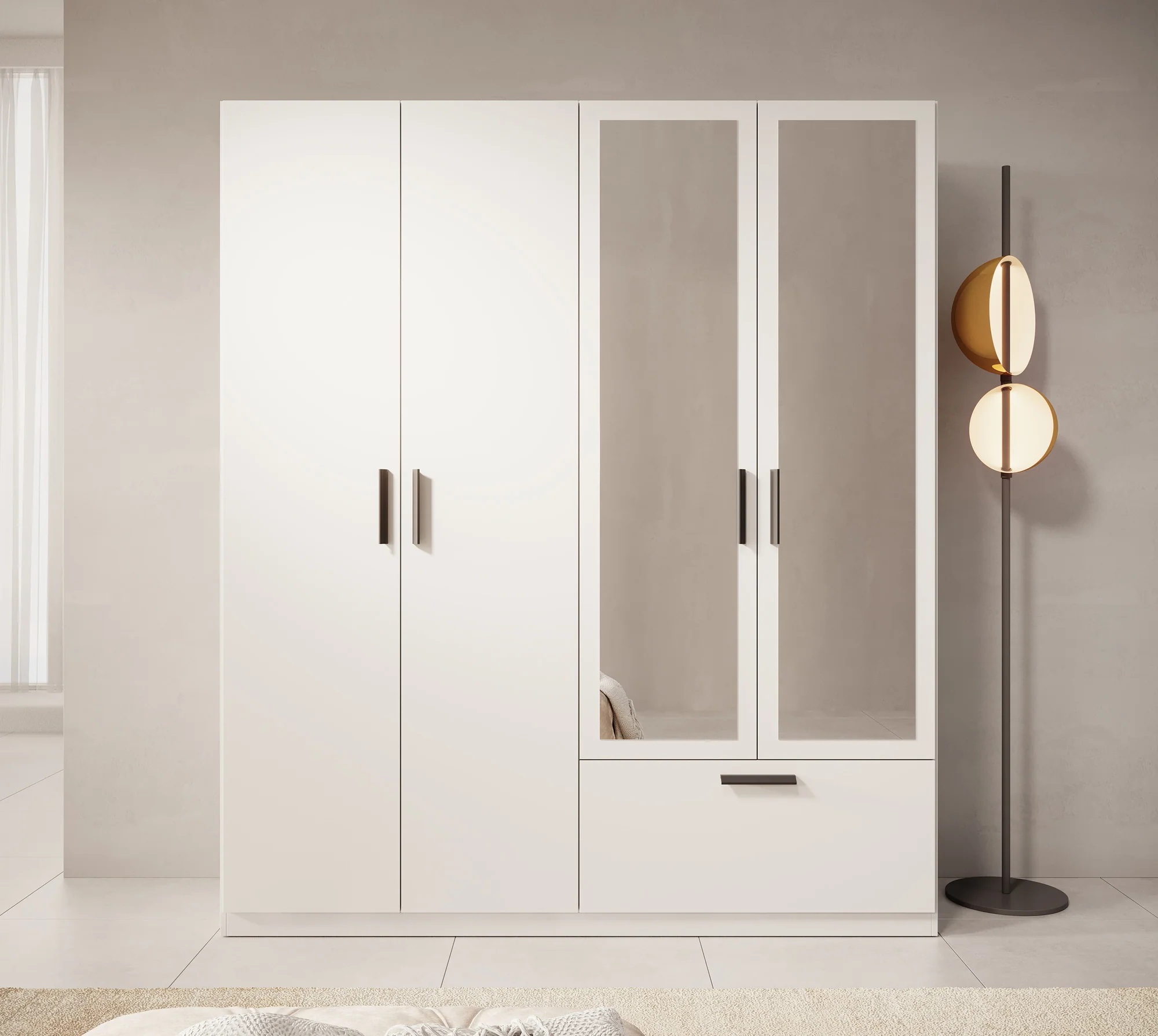 Lillian - Kledingkast met lade - Wit - 180x54x210 cm - Image 2
