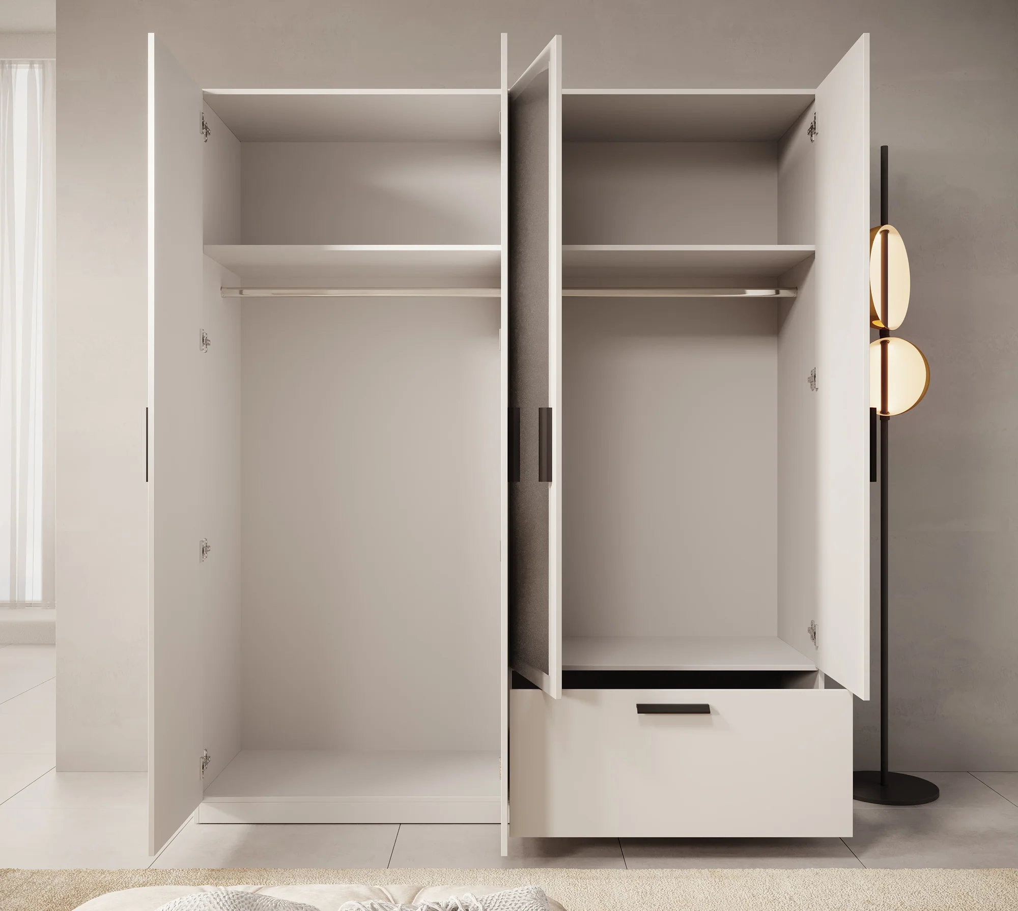 Lillian - Kledingkast met lade - Wit - 180x54x210 cm - Image 3