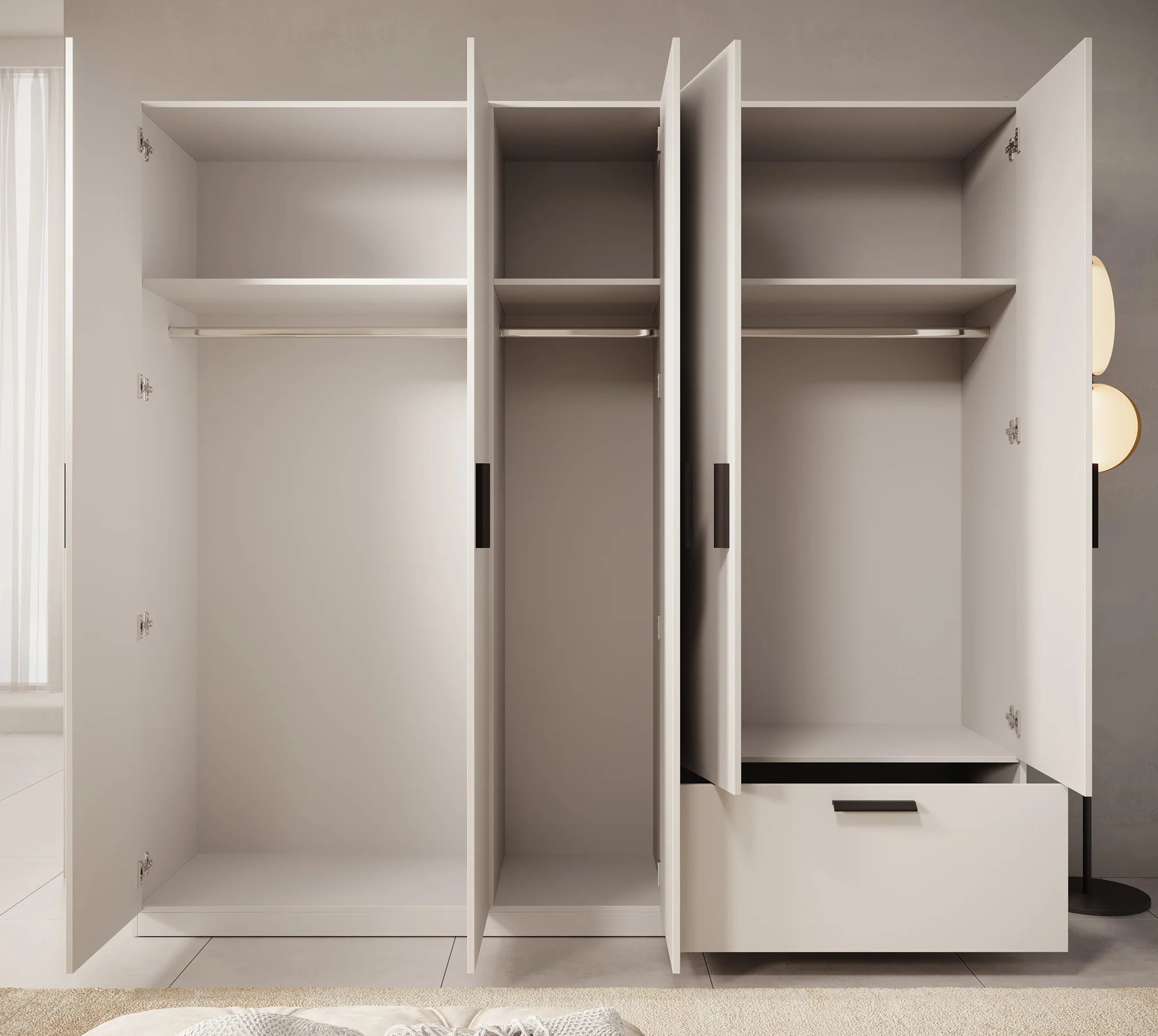 Lillian - Kledingkast 5-deurs - Wit - 225x54x210 cm - Image 3