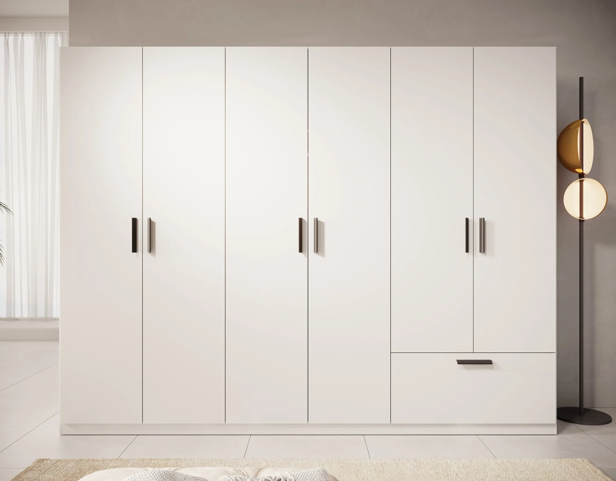 Lillian - Kledingkast 6-deurs - Wit - 270x54x210 cm - Image 2