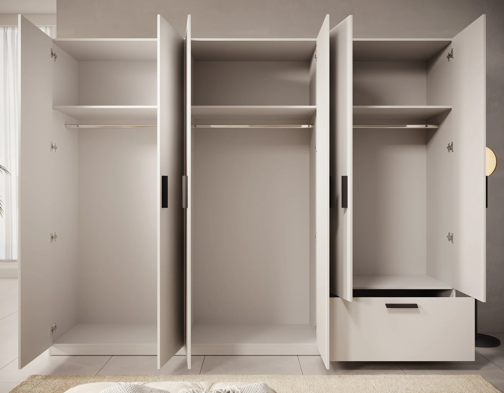 Lillian - Kledingkast 6-deurs - Wit - 270x54x210 cm - Image 3