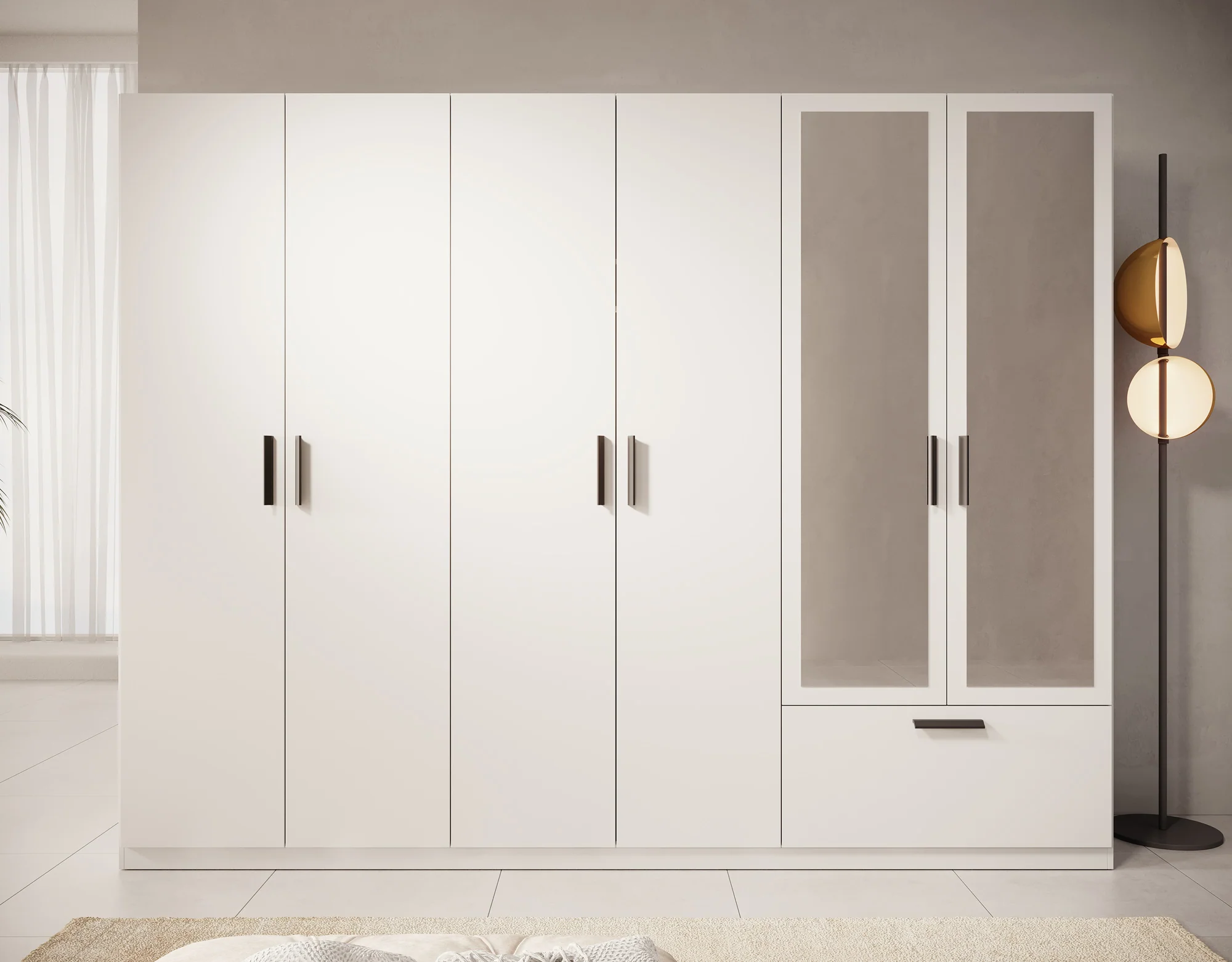 Lillian - Kledingkast met lade - Wit - 270x54x210 cm - Image 2