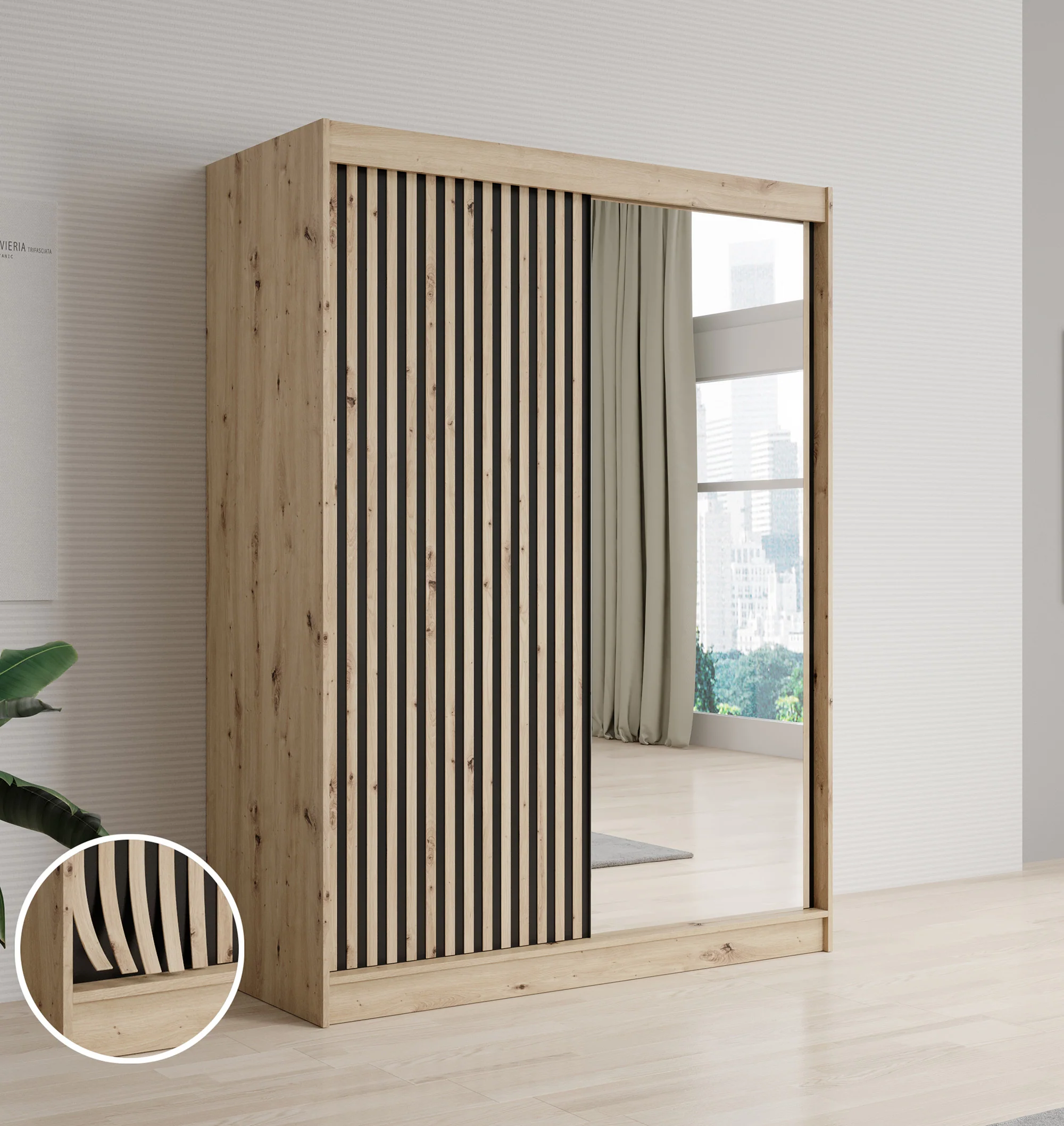 Lisbon 2 - Kledingkast met schuifdeuren - Eiken - 150x62x200 cm