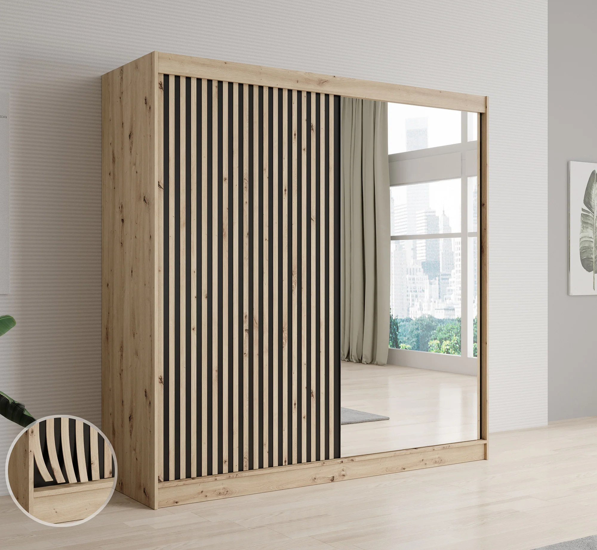 Lisbon 2 - Kledingkast met schuifdeuren - Eiken - 200x62x200 cm