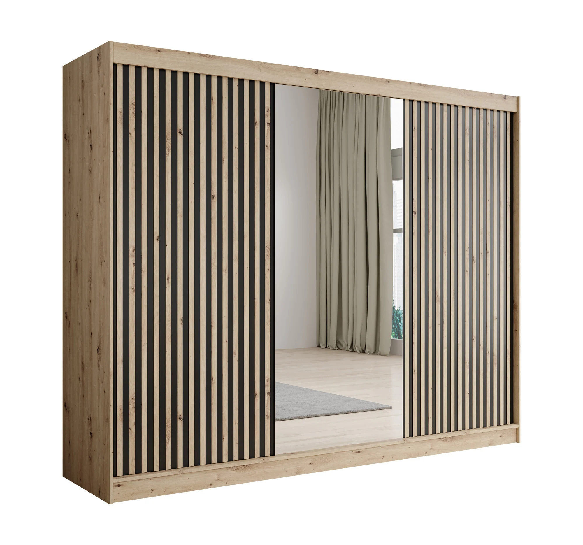 Lisbon 2 - Kledingkast met schuifdeuren - Eiken - 250x62x200 cm - Image 6