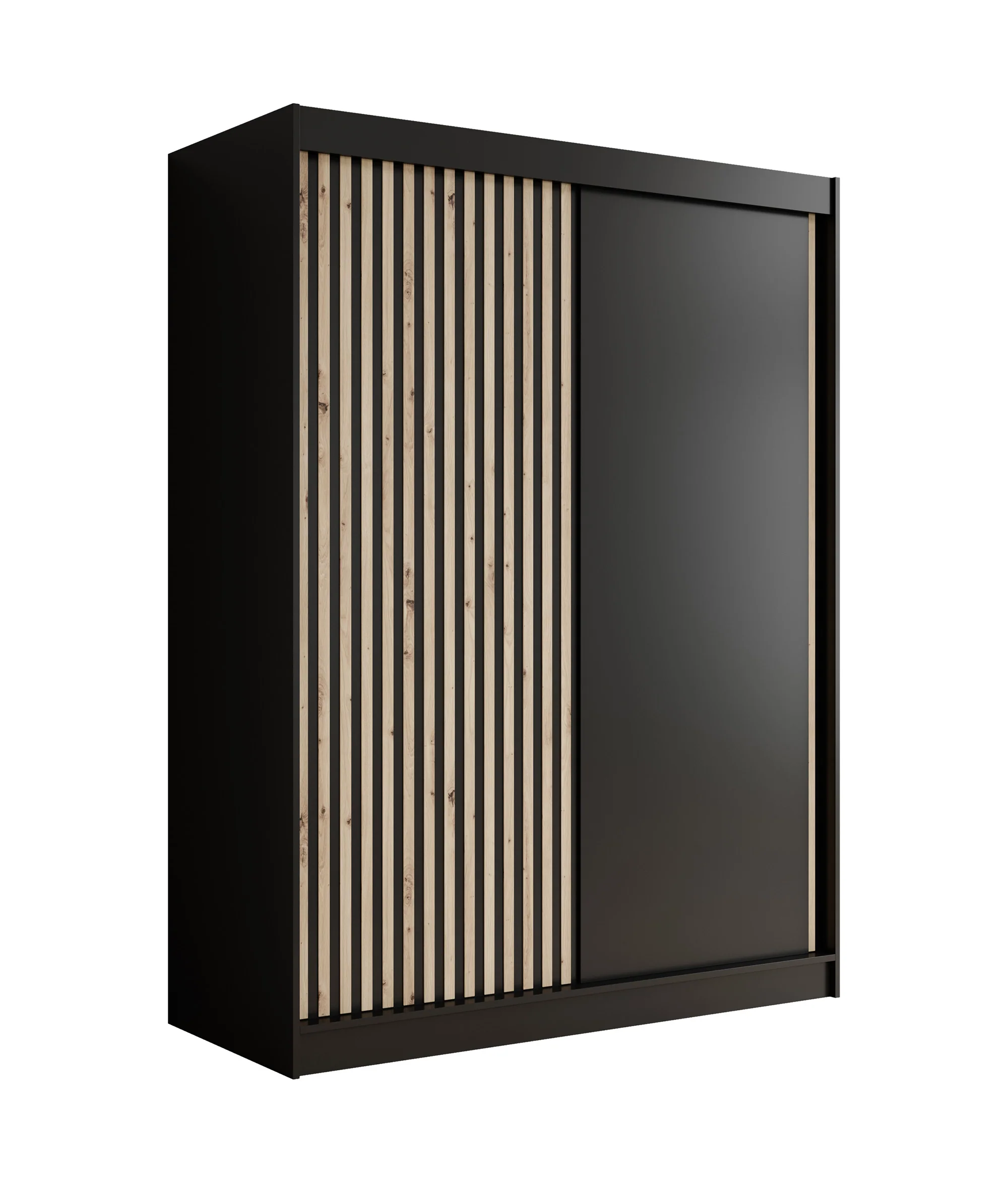 Lisbon - Kledingkast met schuifdeuren - Zwart/eiken - 150x62x200 cm - Image 6