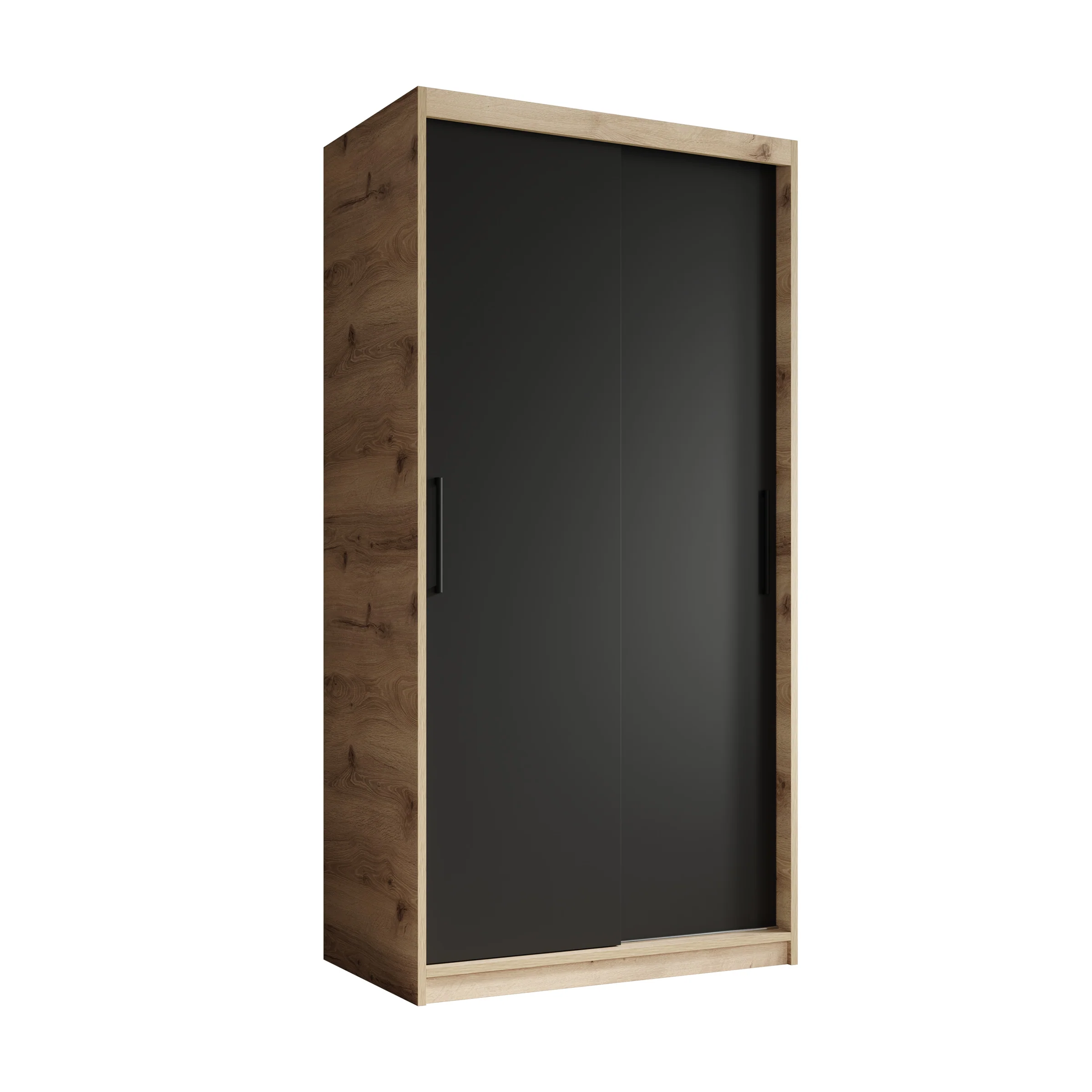 Luxor - Kledingkast met schuifdeuren - Zwart/eiken - 100x62x200 cm - Image 6