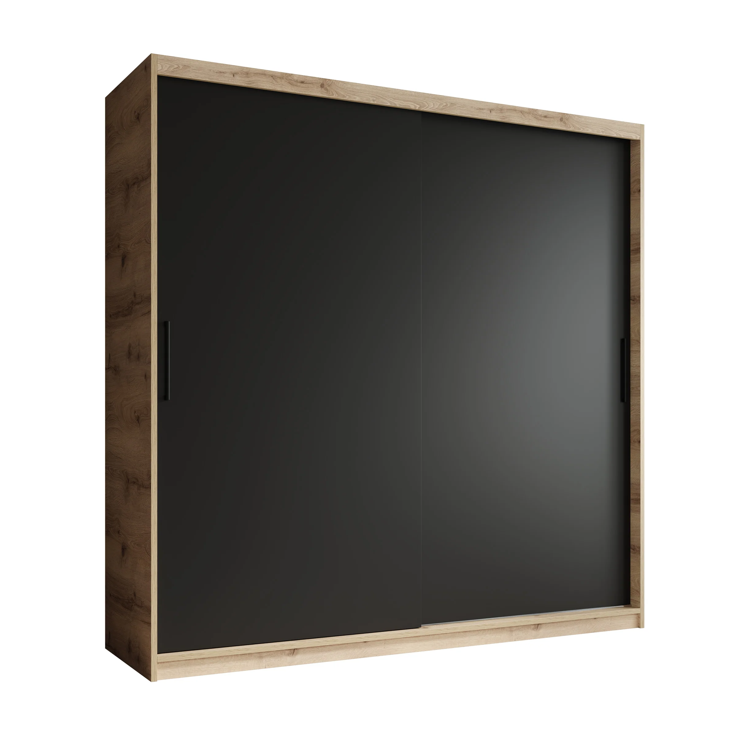 Luxor - Kledingkast met schuifdeuren - Zwart/eiken - 200x62x200 cm - Image 6