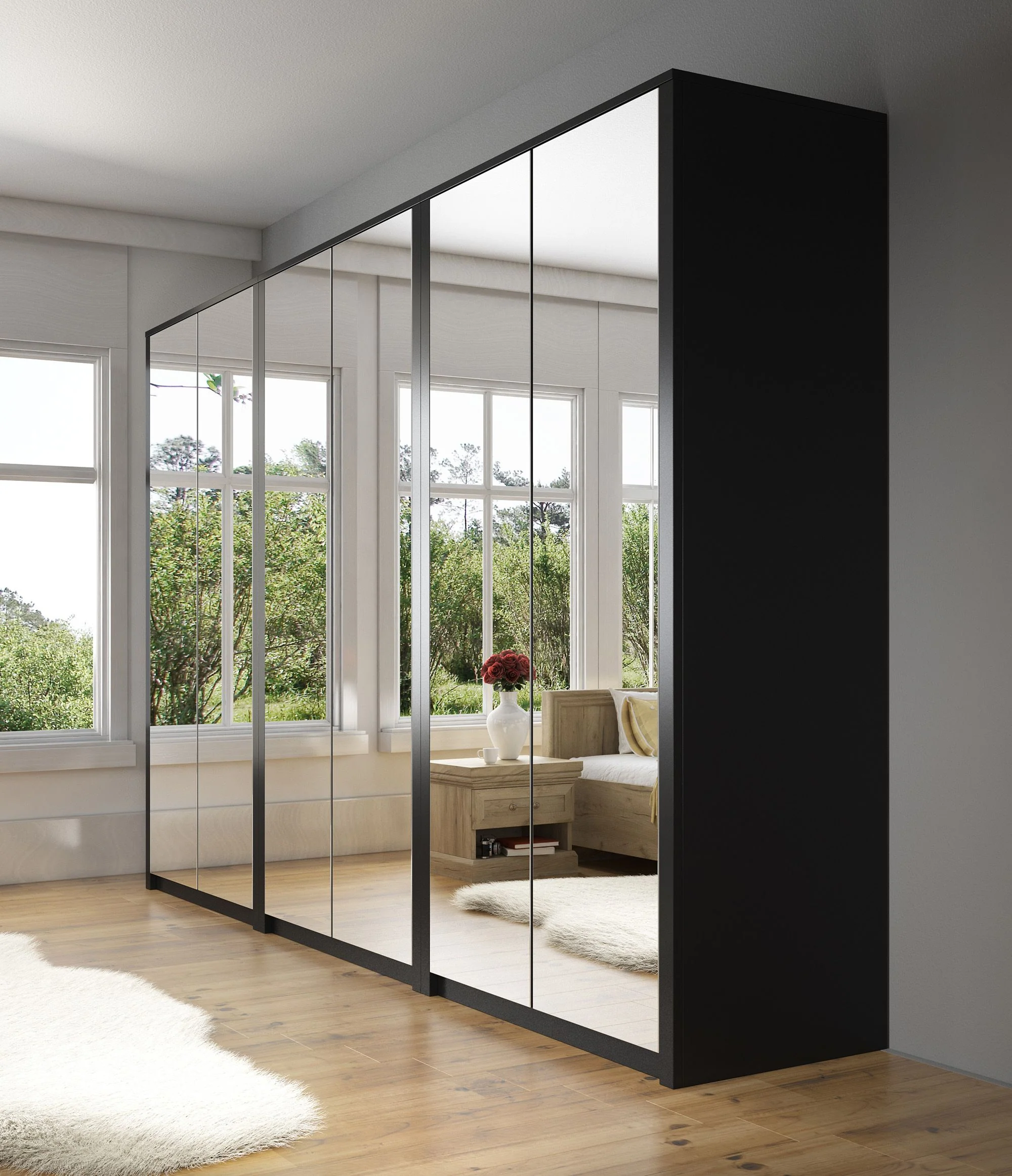 Malibu - Kledingkast 6-deurs - Mat zwart - 340x53x197 cm - Image 4