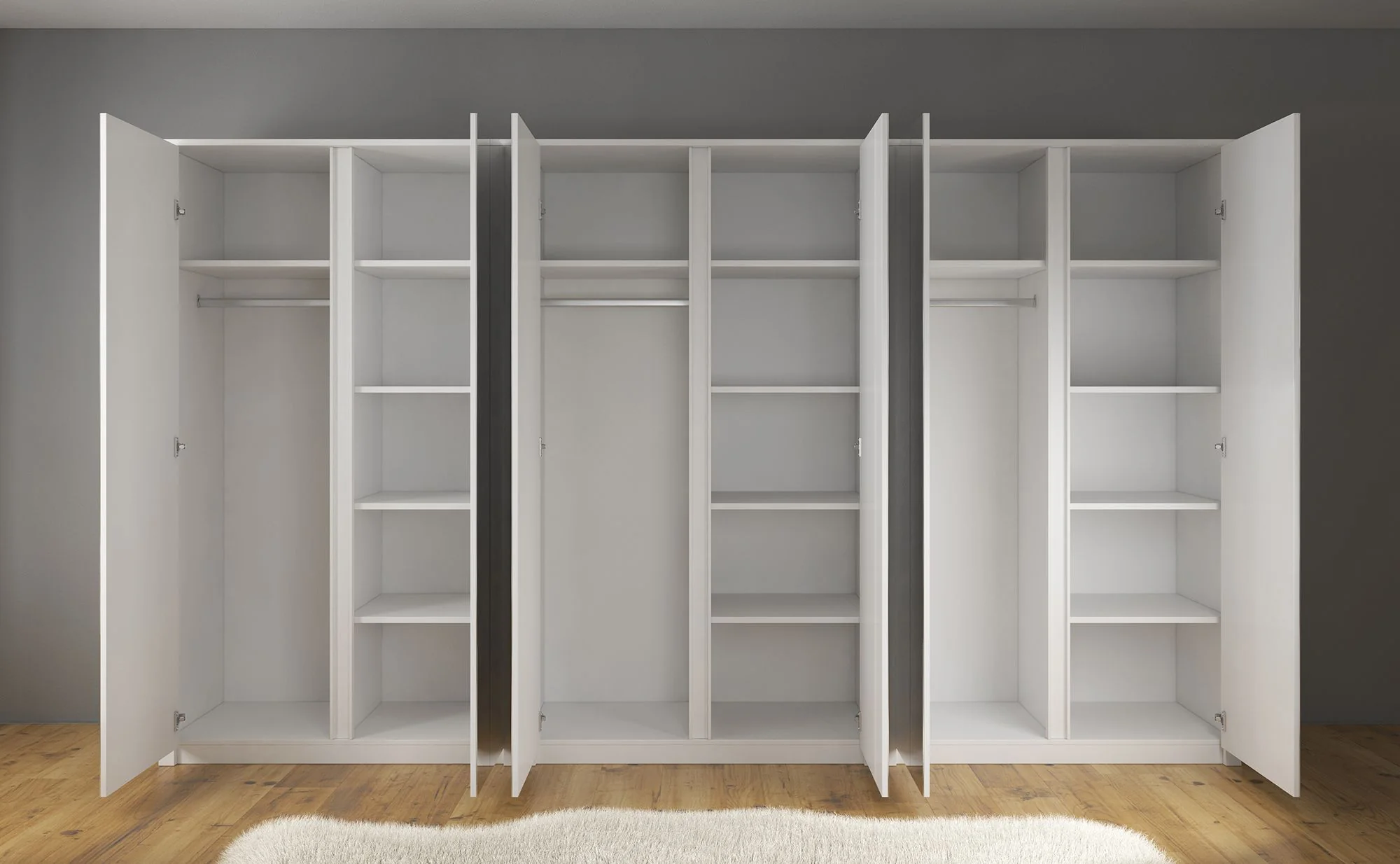 Malibu - Kledingkast 6-deurs - Wit - 340x53x197 cm - Image 4