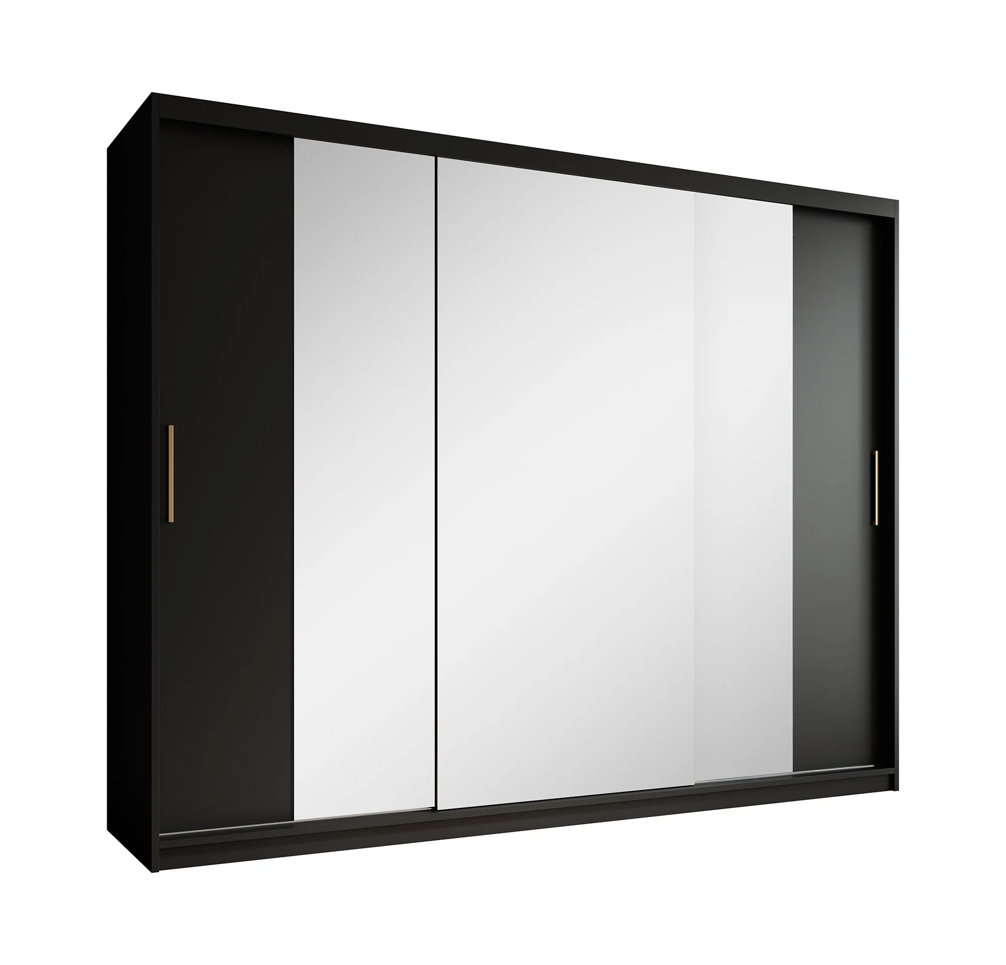 Mandalin - Kledingkast met spiegel - Zwart - 250x62x200 cm - Image 6