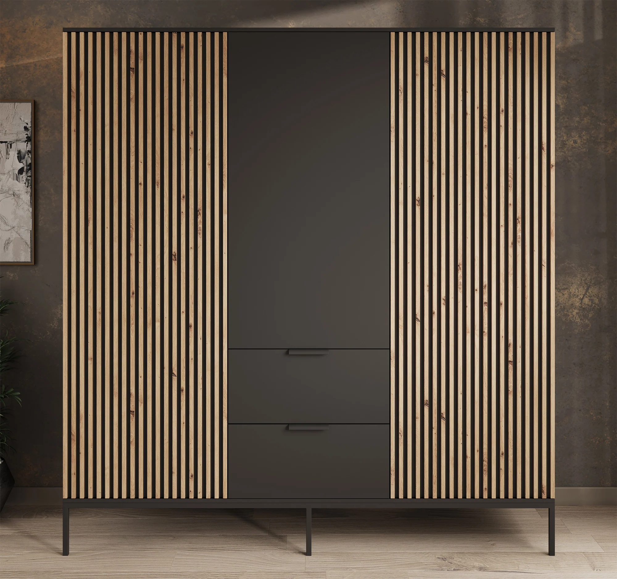 Marbella - Kledingkast 3-deurs - Zwart - 185x60x200 cm - Image 2