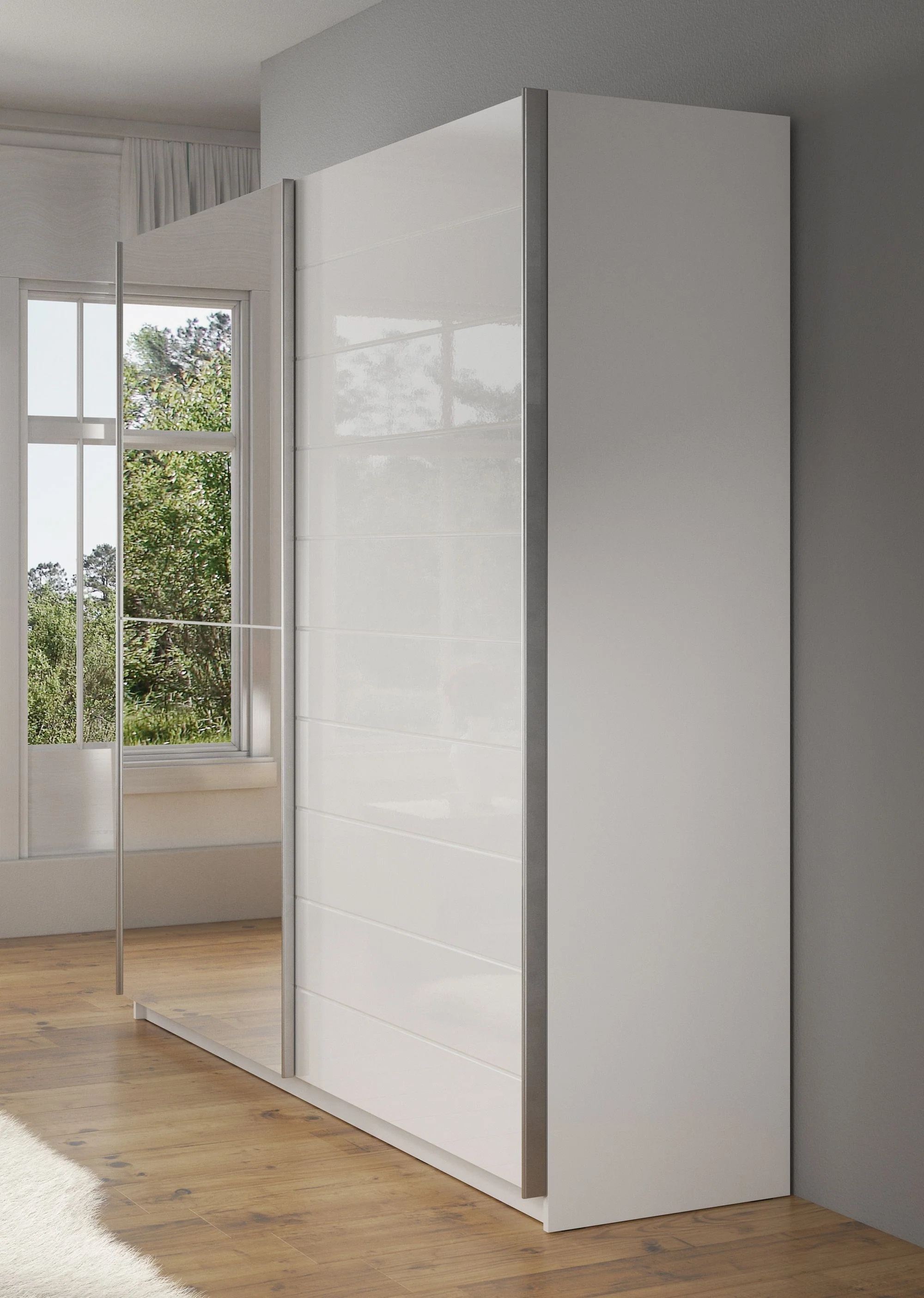 Mariah - Kledingkast met schuifdeuren - Wit  - 217x63x210 cm - Image 3