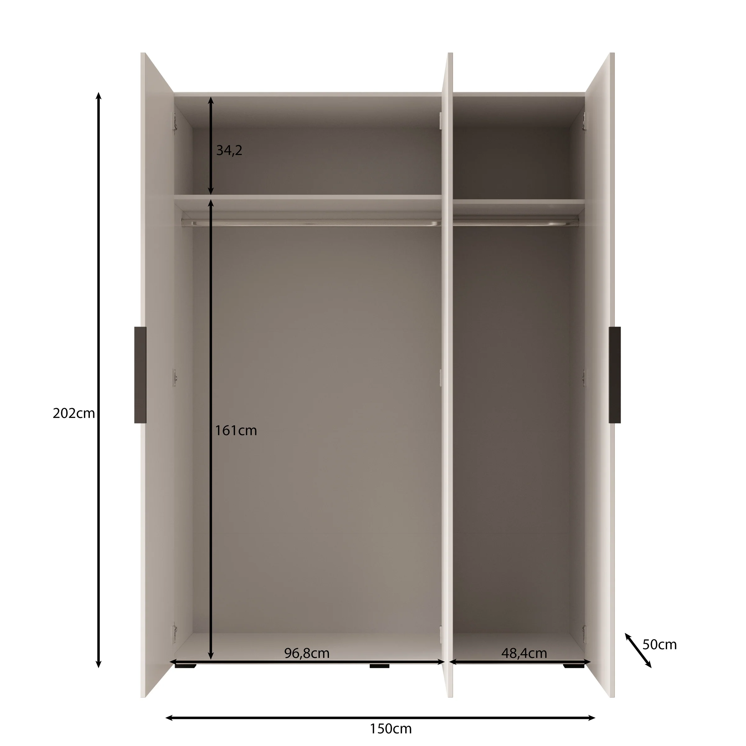 Marquesa - Kledingkast - Beige - 150x50x202 cm - Image 5