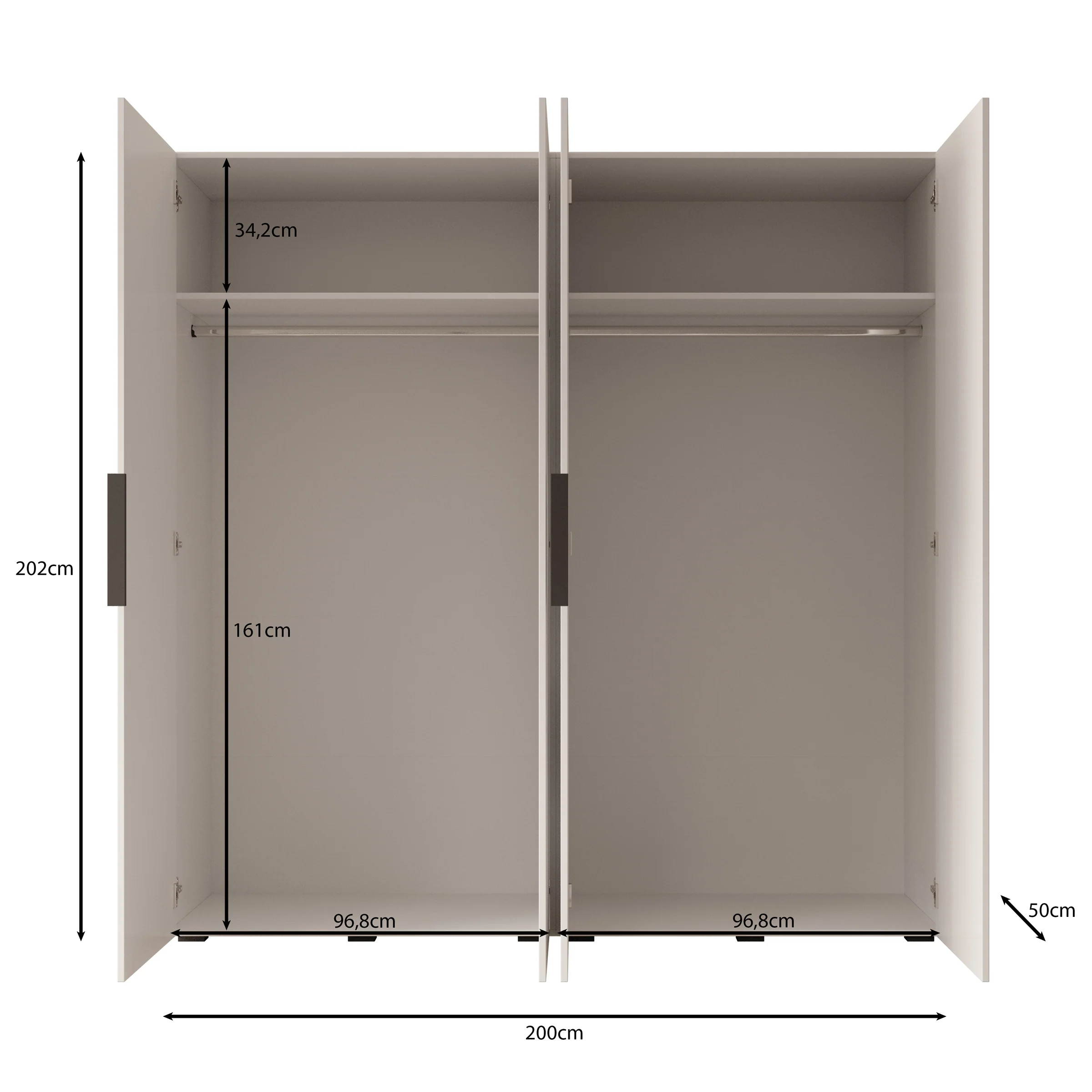 Marquesa - Kledingkast - Beige - 200x50x202 cm - Image 5
