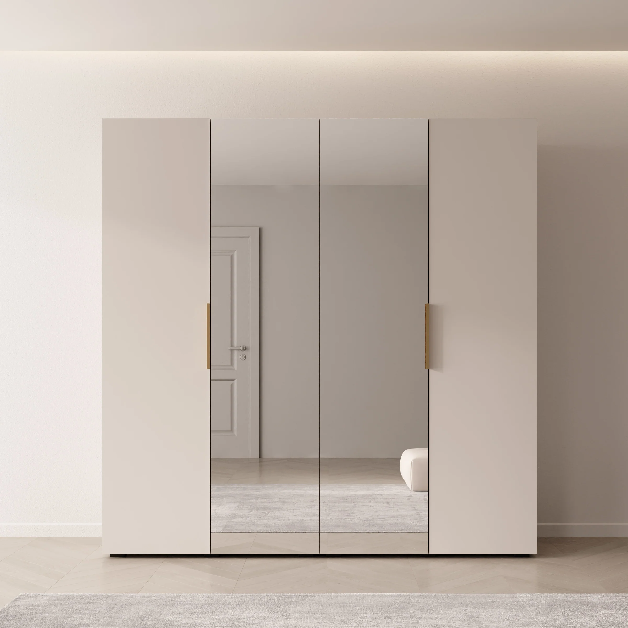 Marquesa - Kledingkast met spiegel - Beige - 200x50x202 cm - Image 3