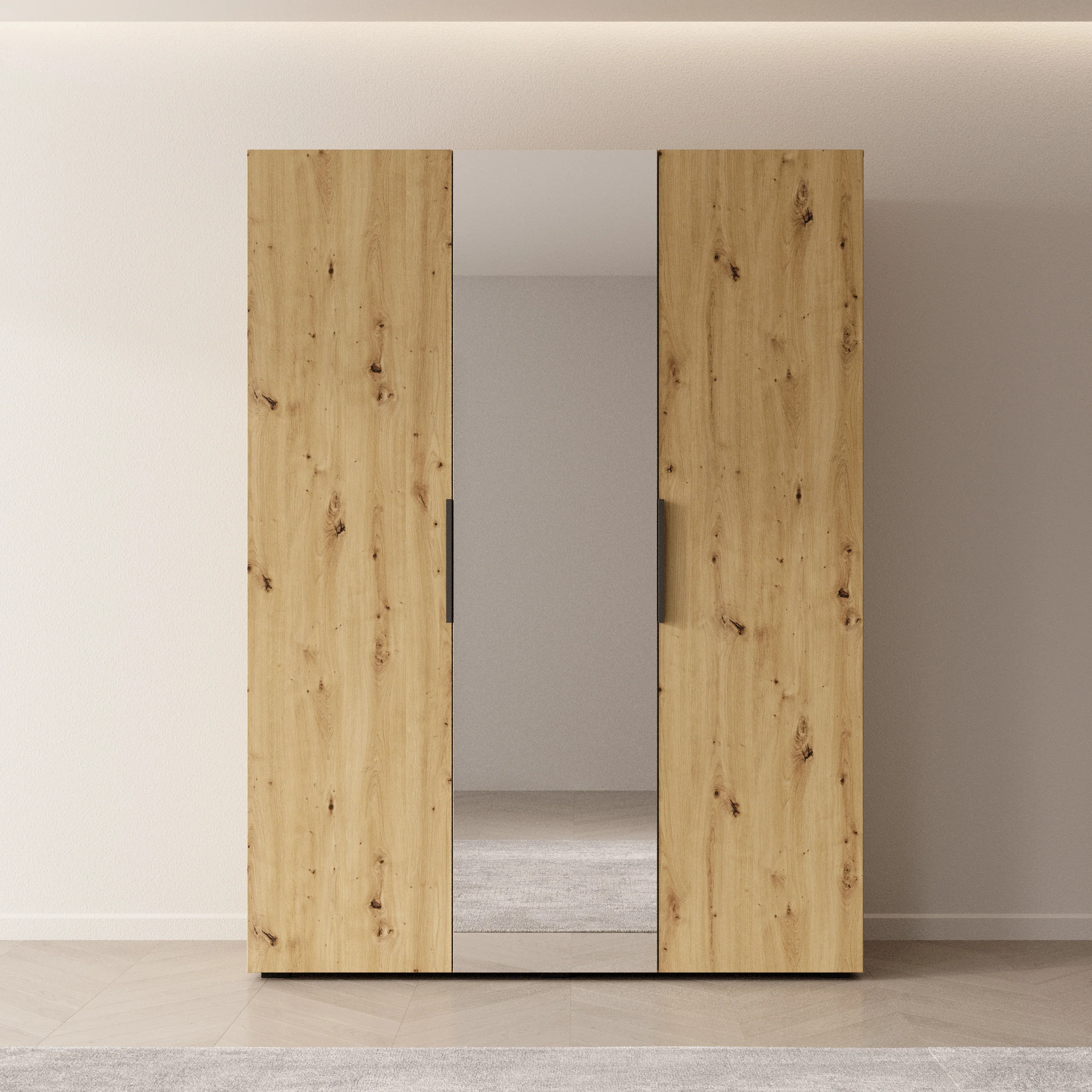 Marquesa - Kledingkast met spiegel - Eiken - 150x50x202 cm - Image 3